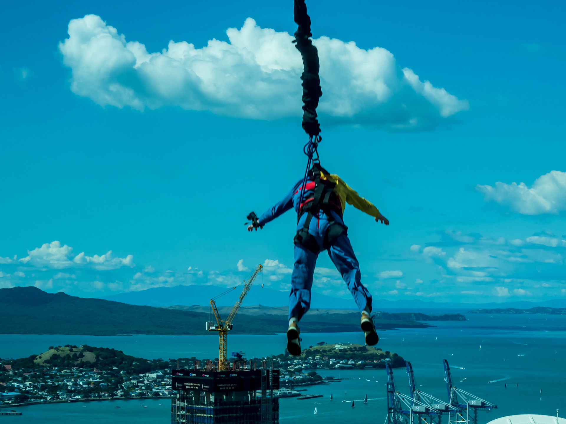 Someone (not me) jumping off the Sky Tower