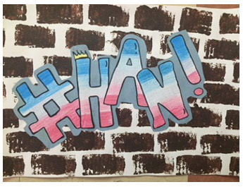 Graffiti Tags + Lettering | colored pencil, cut paper, acrylic