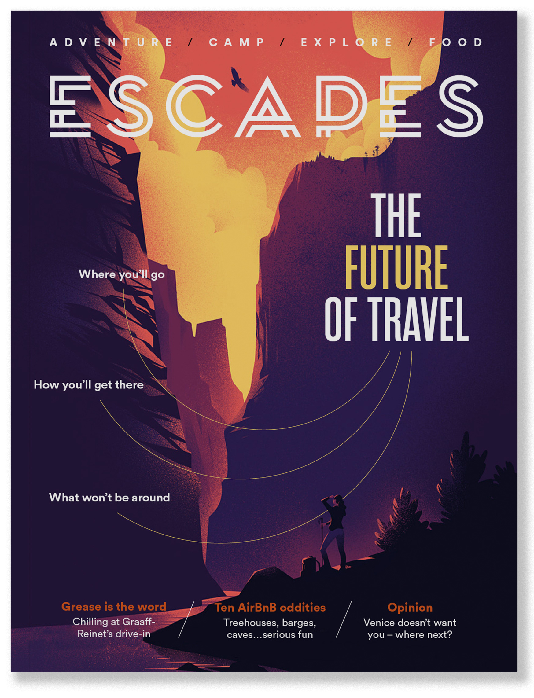 Escapes magazine cover - Future of Travel. Designed by Marc Backwell