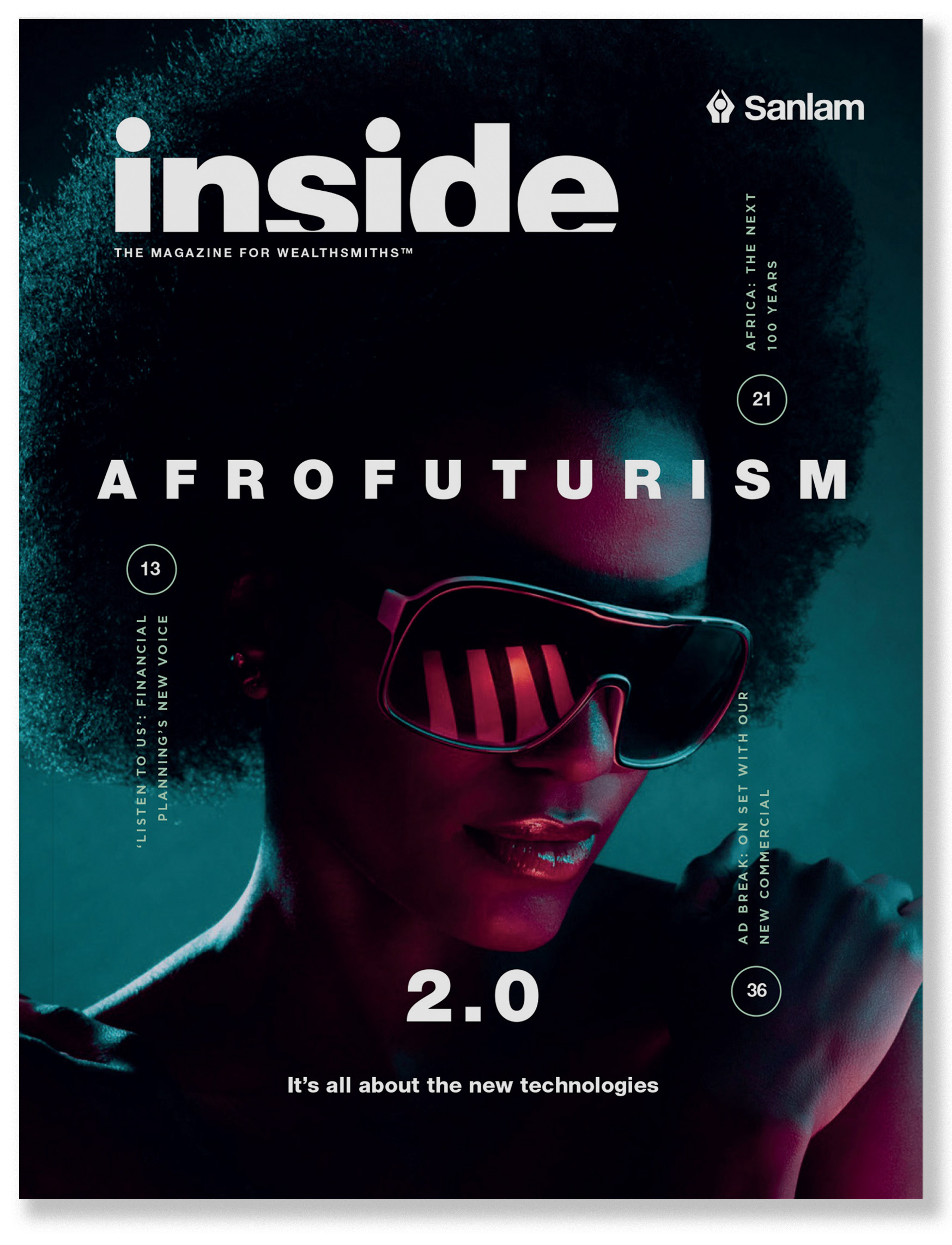 Inside magazine cover - Afrofuturism. Designed by Marc Backwell