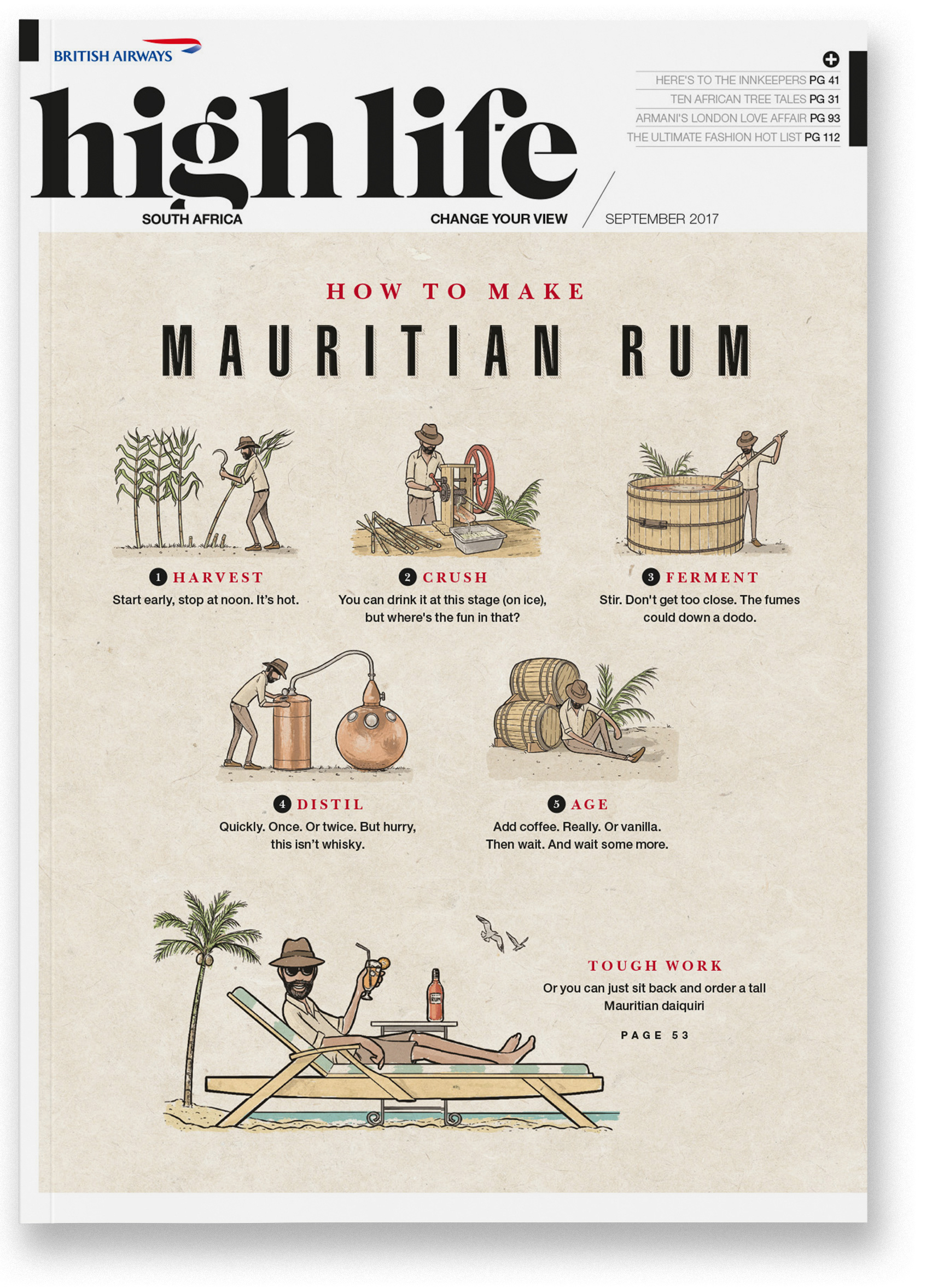High Life SA cover - Mauritian Rum. Designed by Marc Backwell