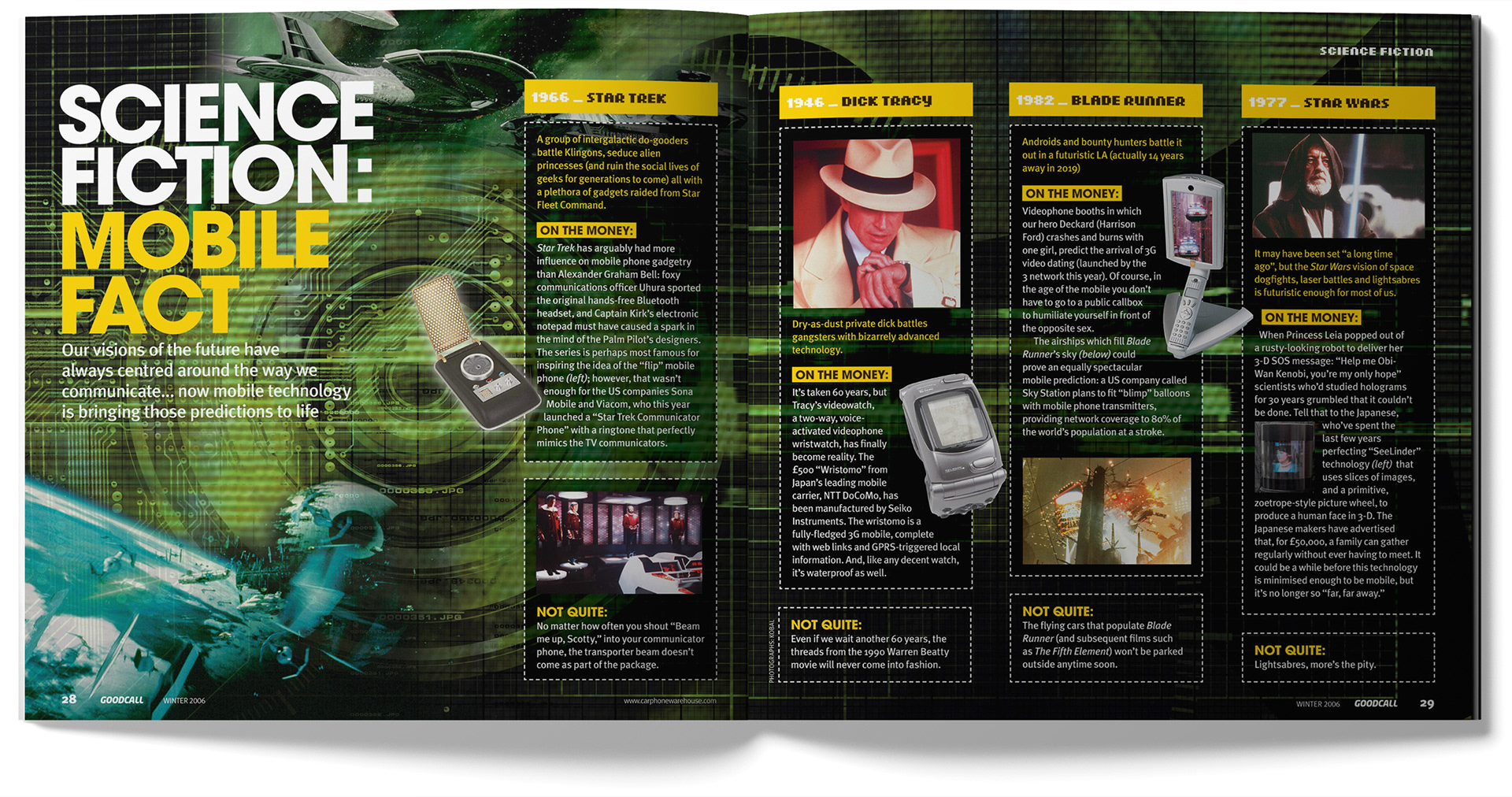 Good Call magazine spread - Science Fiction. Designed by Marc Backwell