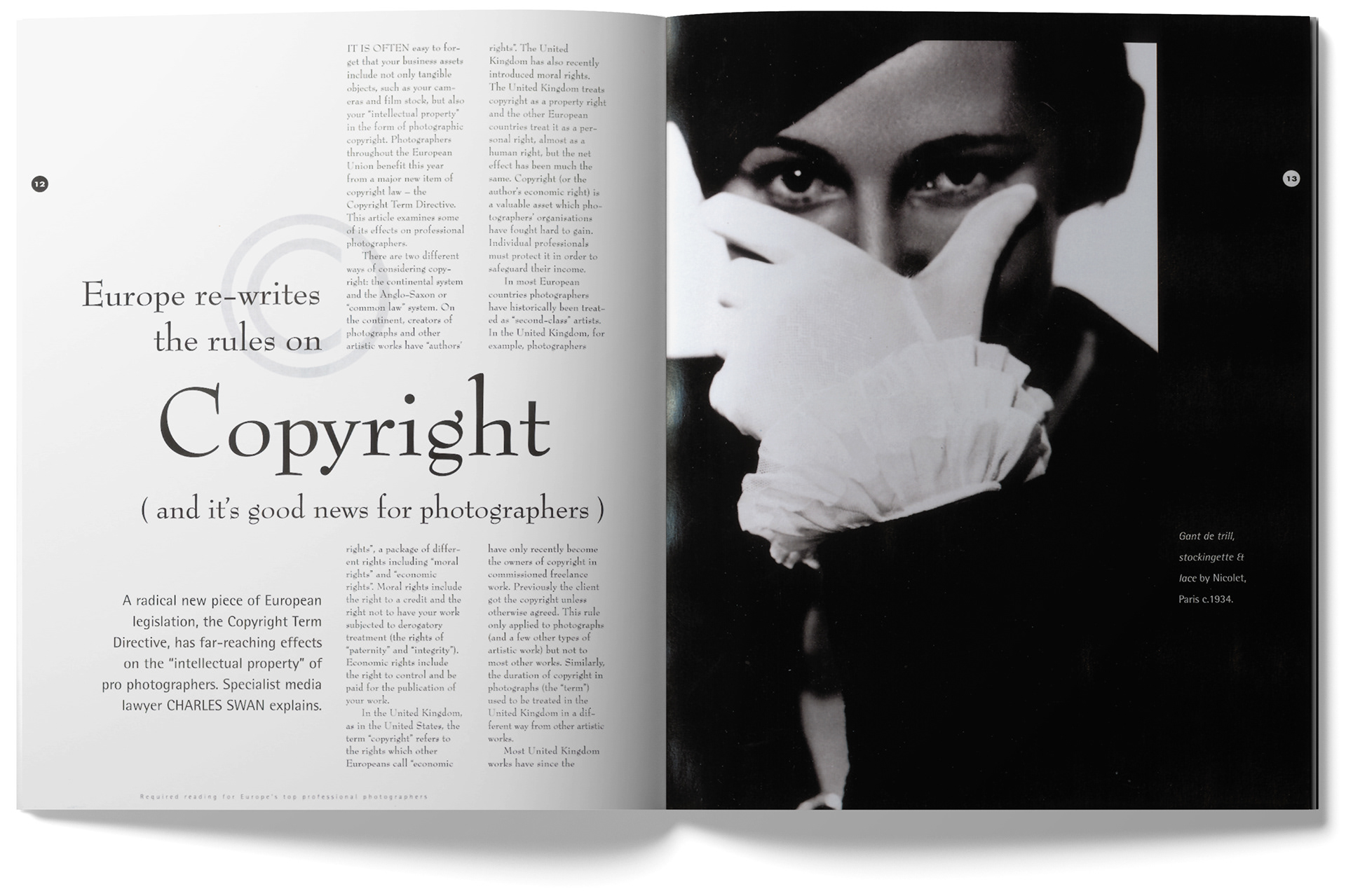 Nikon Pro magazine spread - Copyright. Designed by Marc Backwell