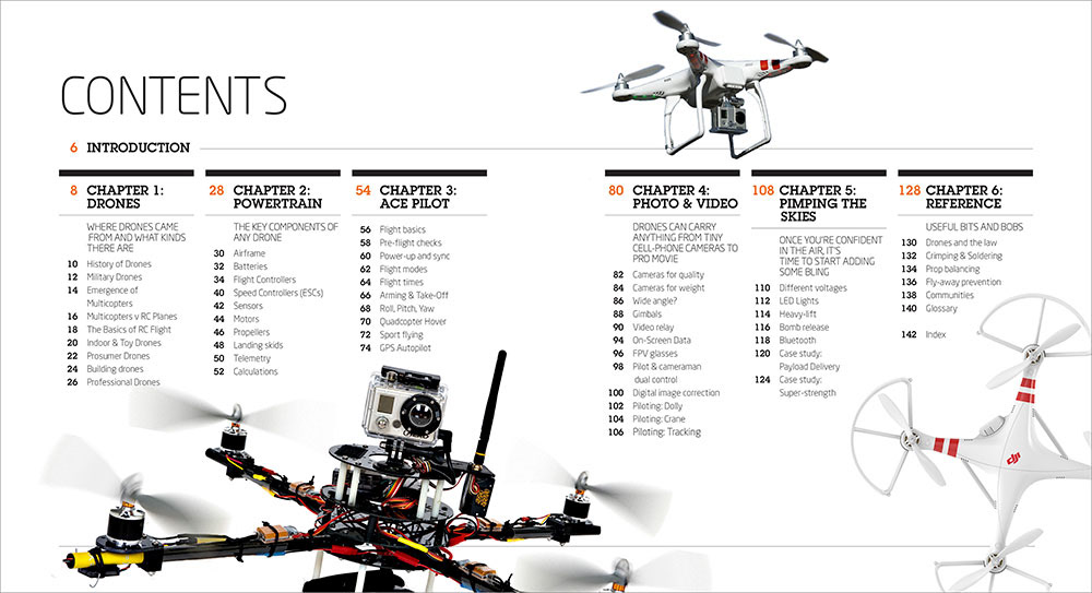 An Ilex Press BLAD Contents Spread: The Complete Guide to Drones