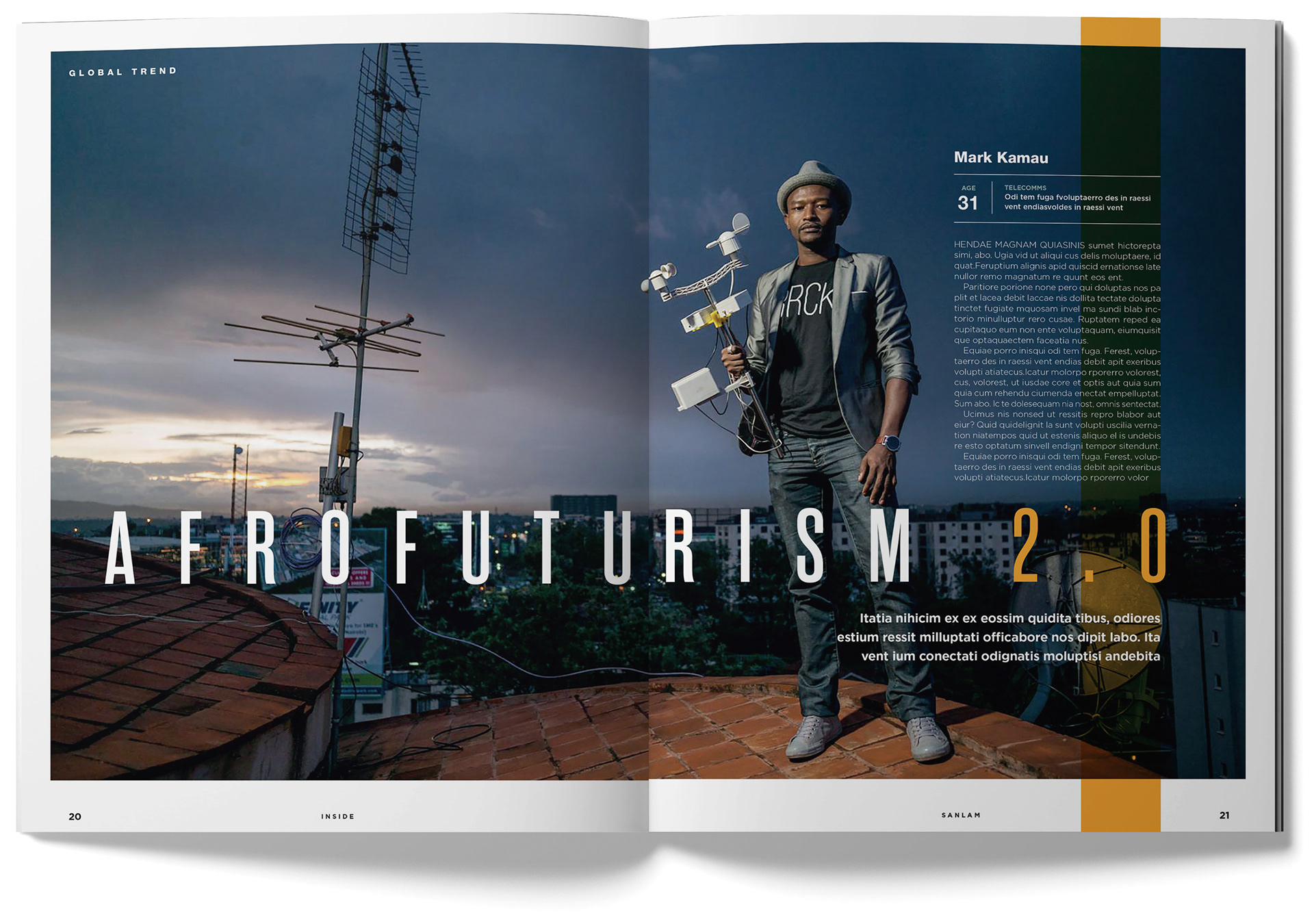 Inside magazine spread - Afrofuturism 1. Designed by Marc Backwell