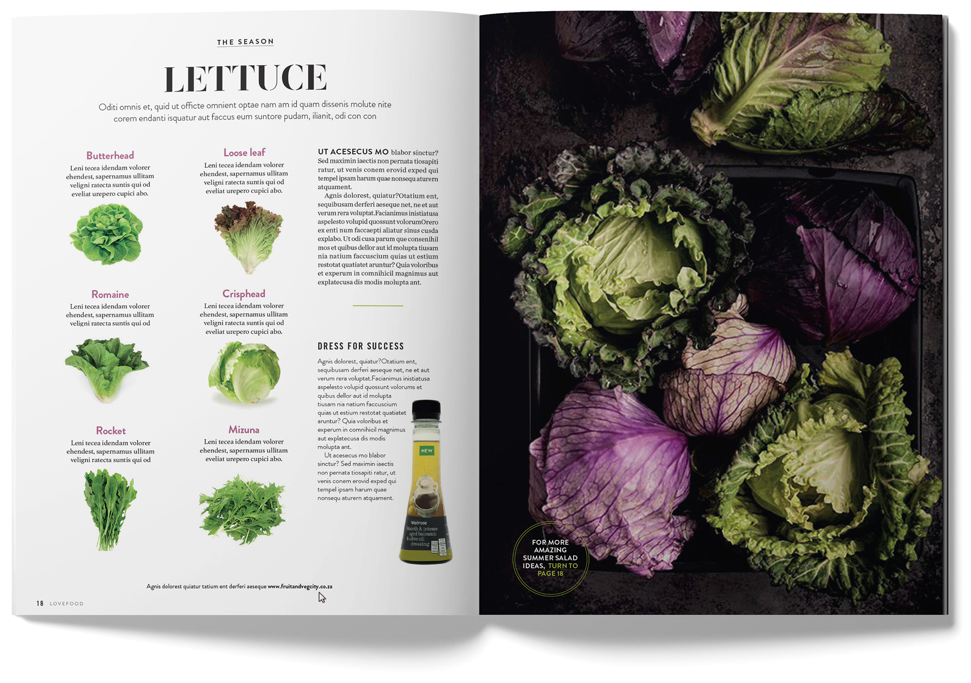 Love Food magazine spread - Lettuce. Designed by Marc Backwell