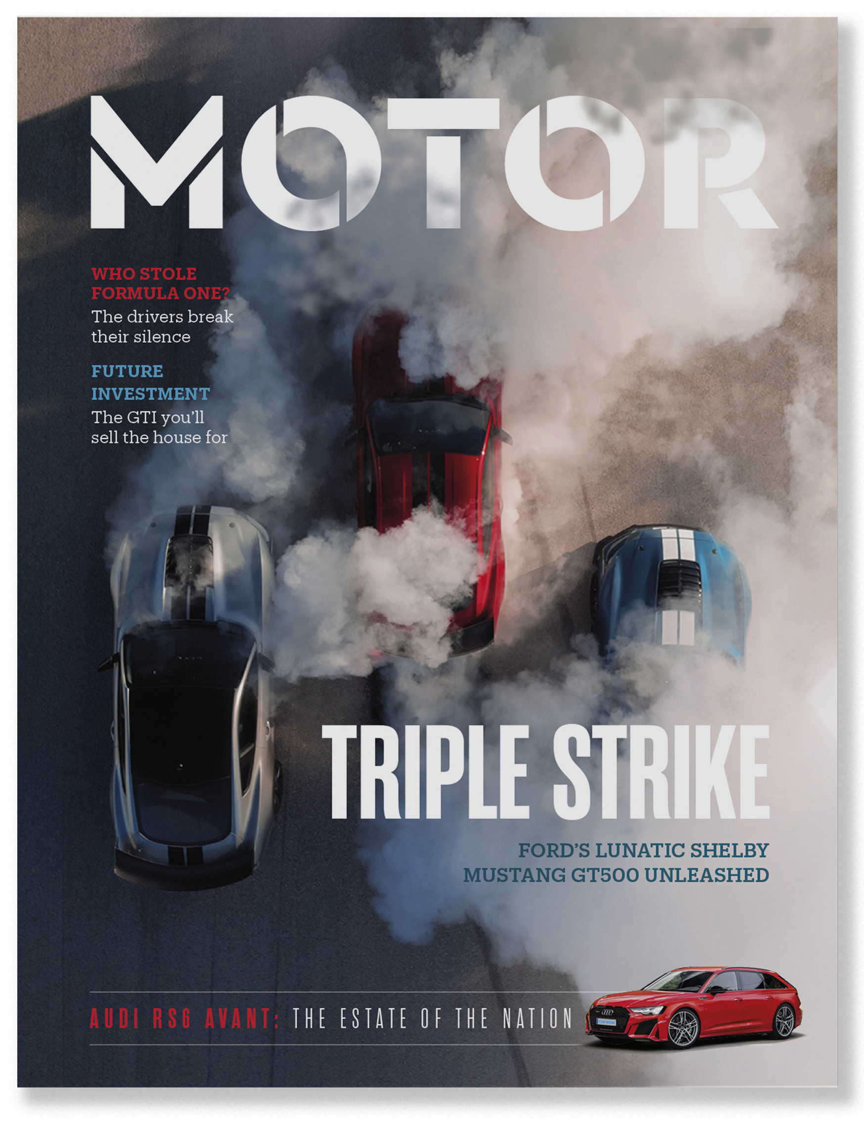 Motor magazine cover - Triple Strike. Designed by Marc Backwell