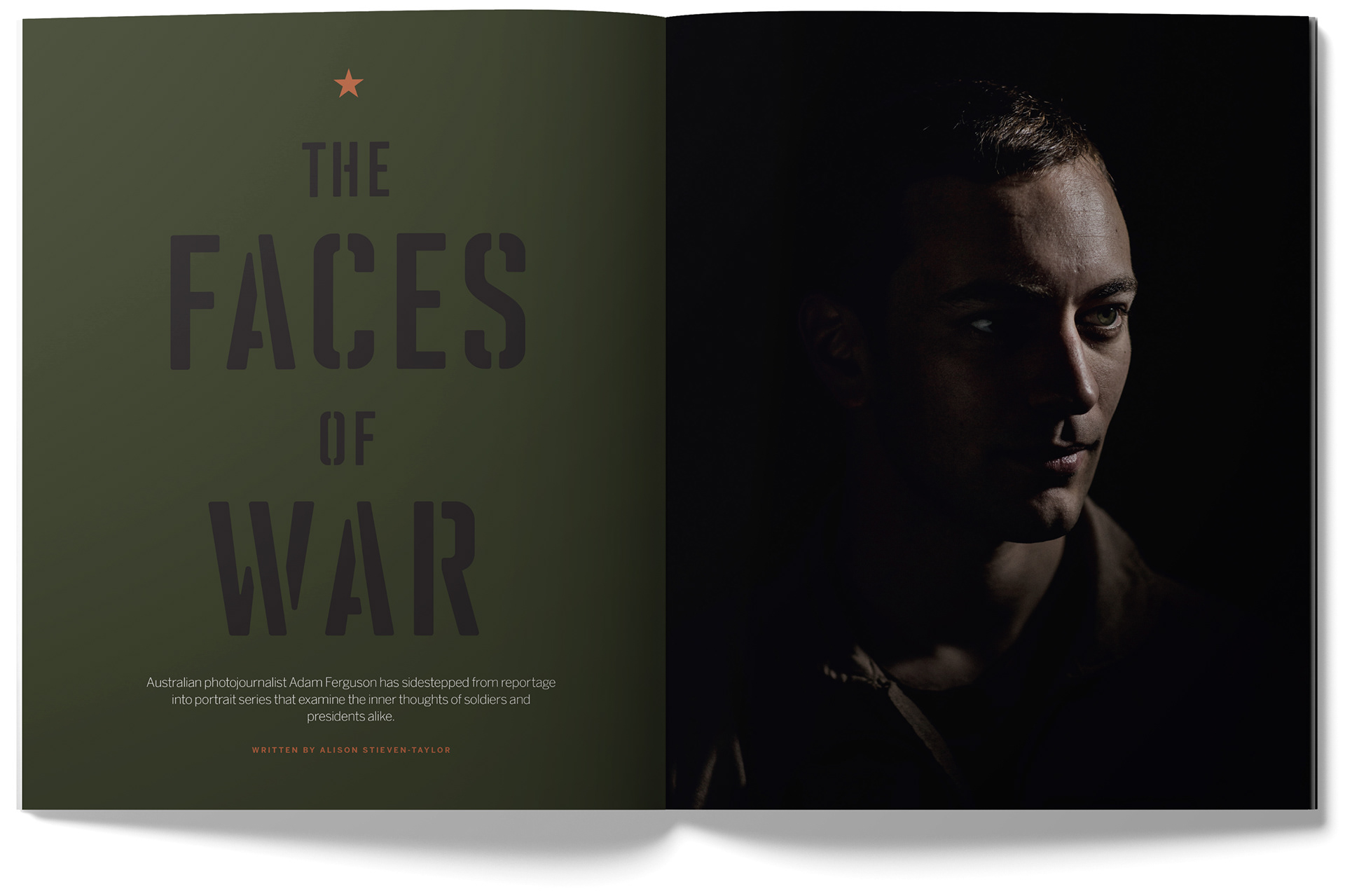 PRO Photographer feature - Faces of War. Designed by Marc Backwell