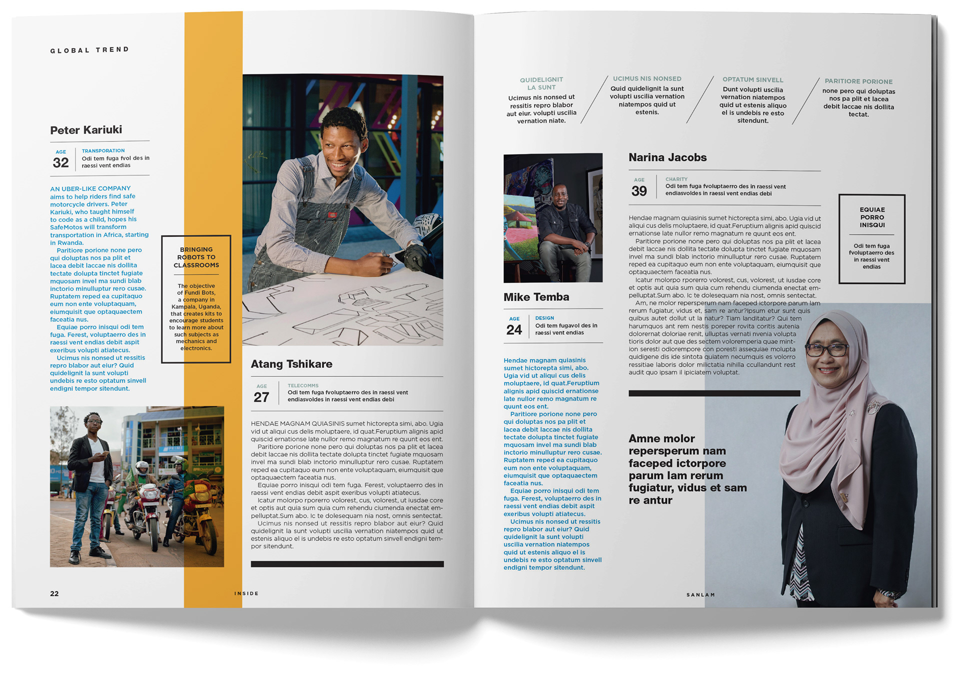 Inside magazine spread - Afrofuturism 2. Designed by Marc Backwell