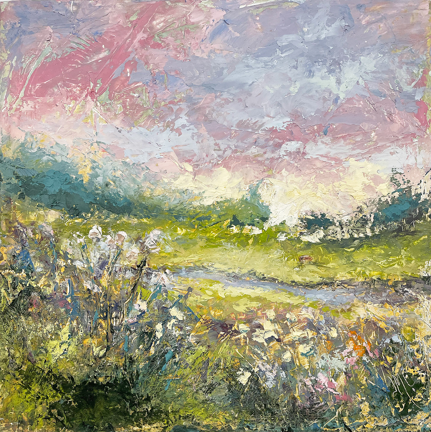 Table Prepared in Silence, oil, 12" x 12", wood cradle
