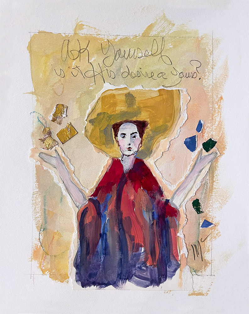 Ask Yourself, Trust Class Series, 8" x 10", acrylic, paper