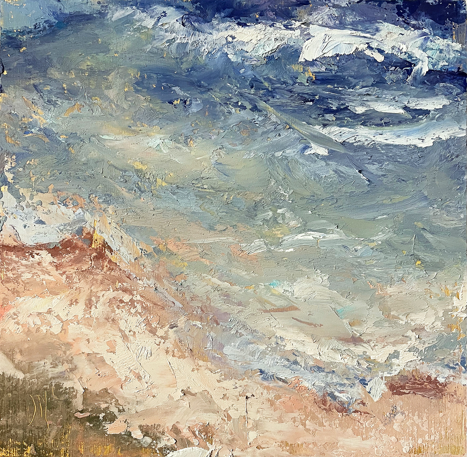 CONSTANT 8” x 8”, oil & cwm, wood cradle Uninterrupted waves. I am fortified by consistency. Unfailing peace. Peace comes from a constant source that never varies. My peace comes from constant belief in purpose and devotion to our Heavenly Father. This level of resolve can move mountains, but it must be constant and consistent. —Anthony Robbins