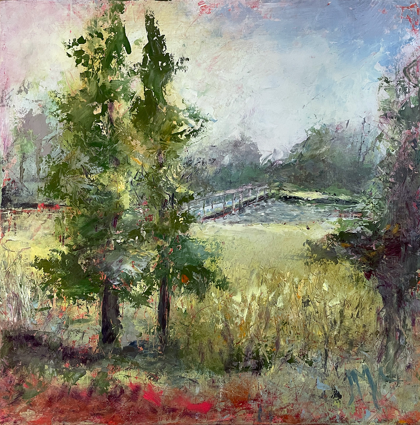 Across the River, 12" x 12", oil