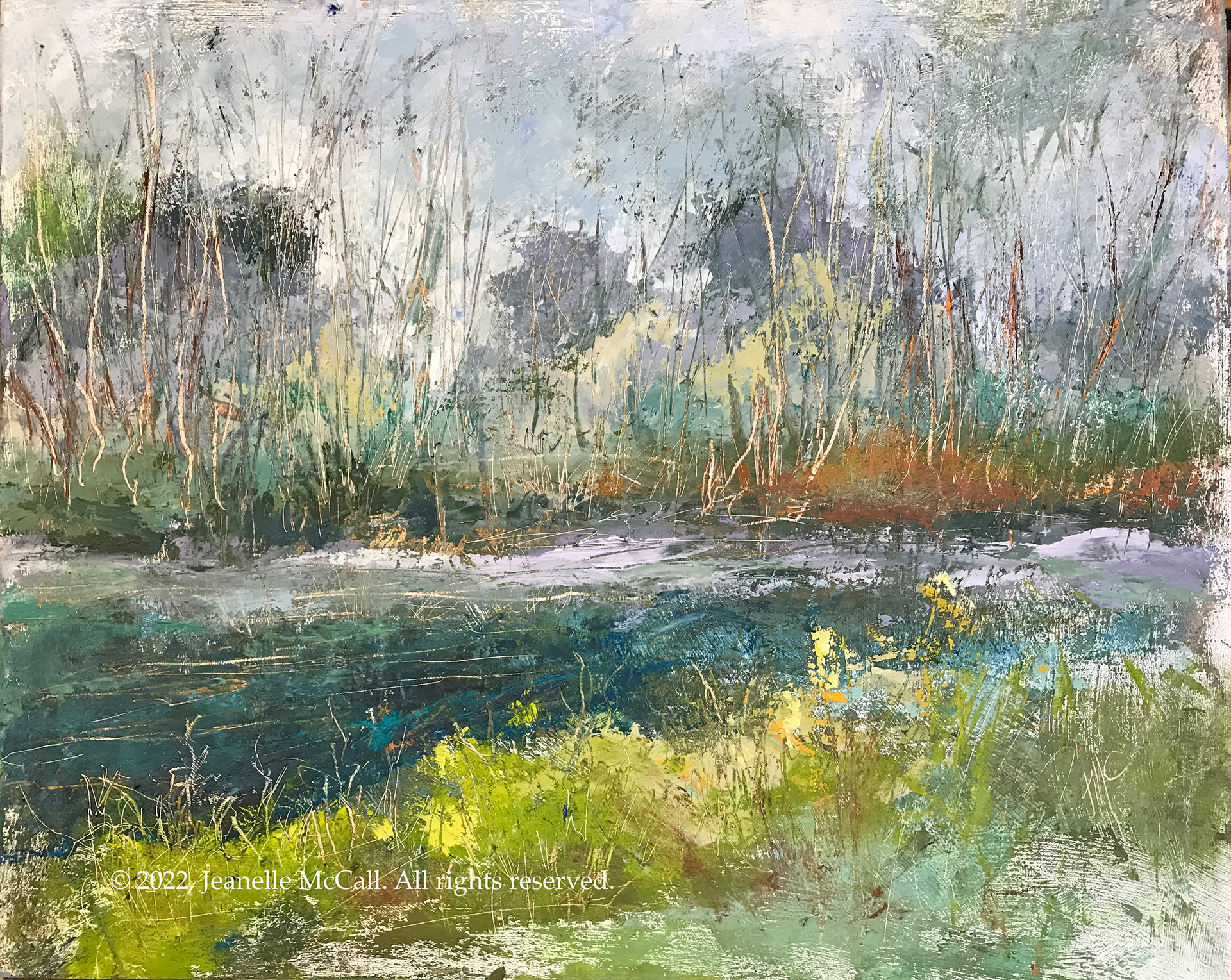 SILENT RIVER, Oil, 16" 20", Wood Panel