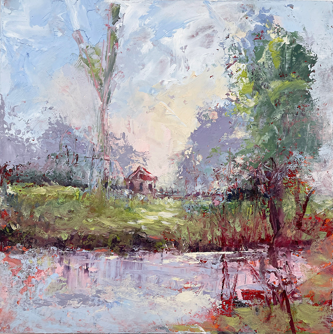 Farm House, 8" x 8", oil