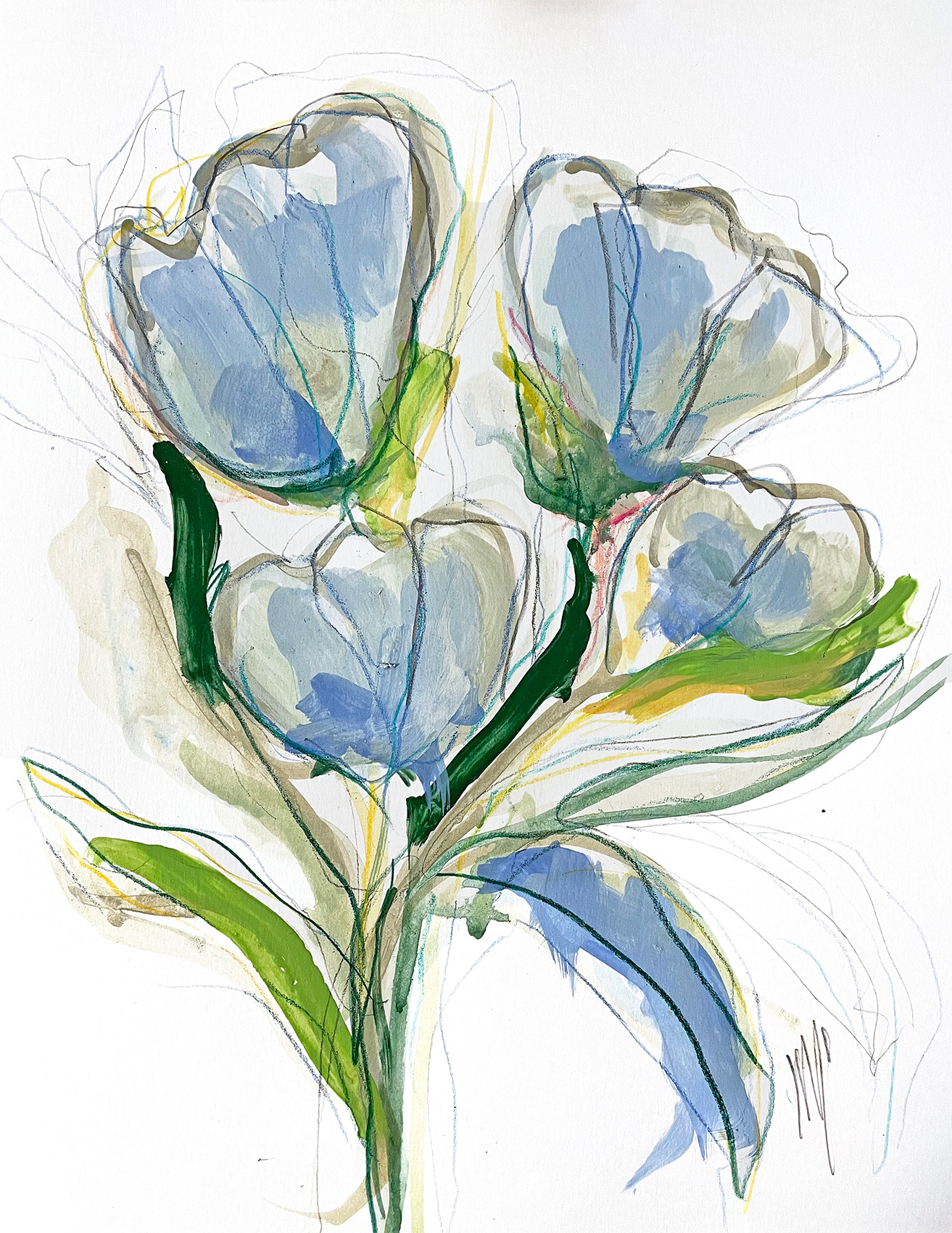 4 Blue, 8" x 10", mixed media, paper