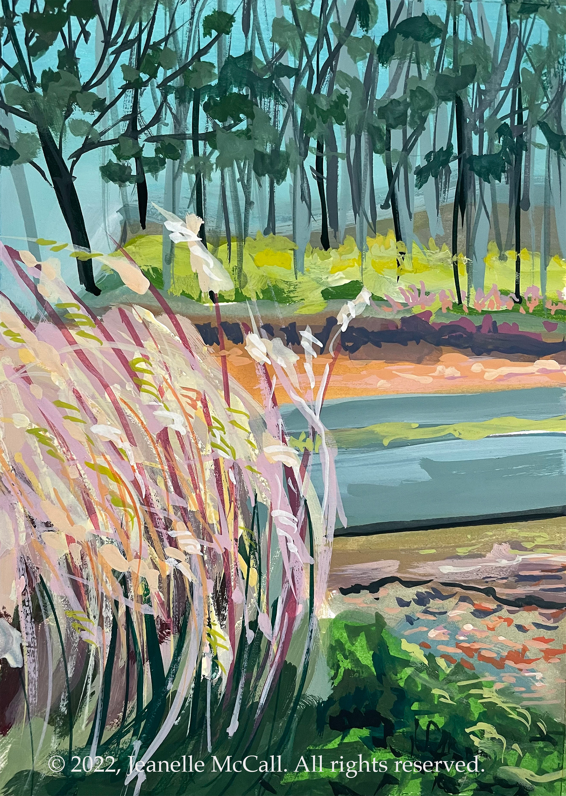 Across the Street, gouache, 4.5" x 5.5"