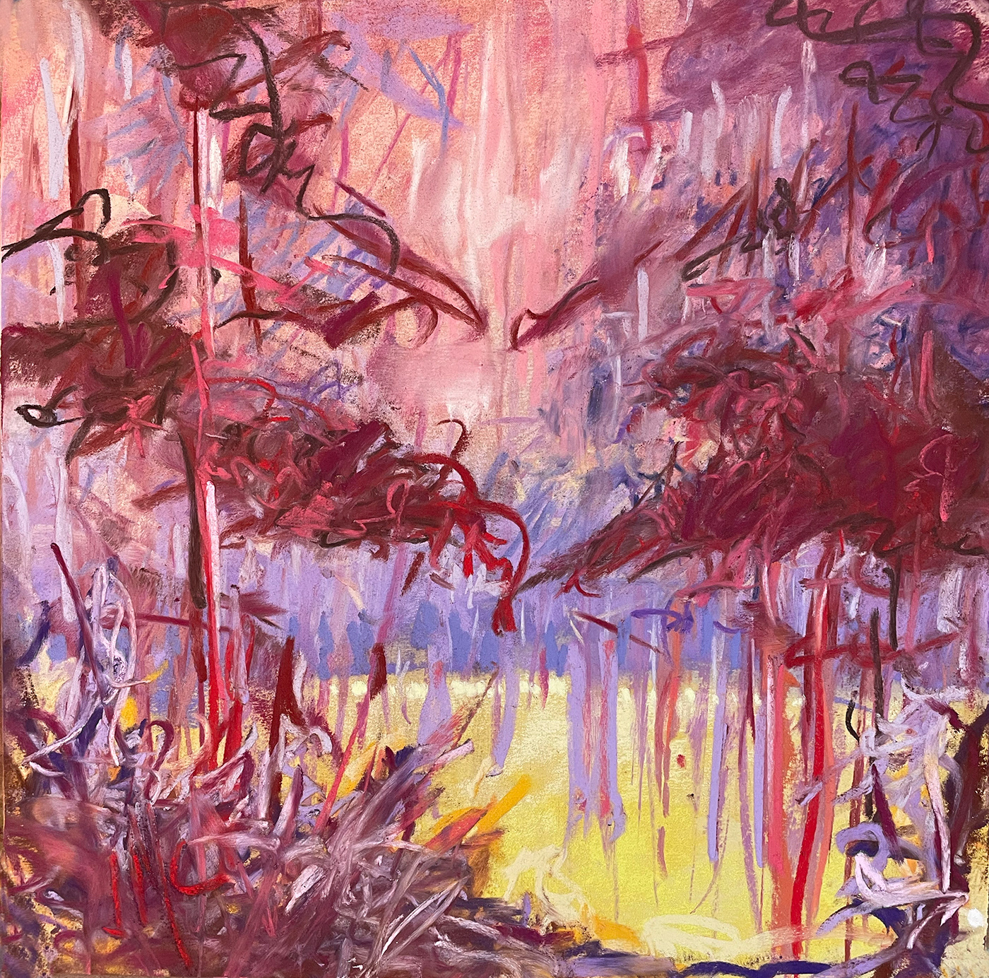 Yellow Field, 12" x 12", pastel