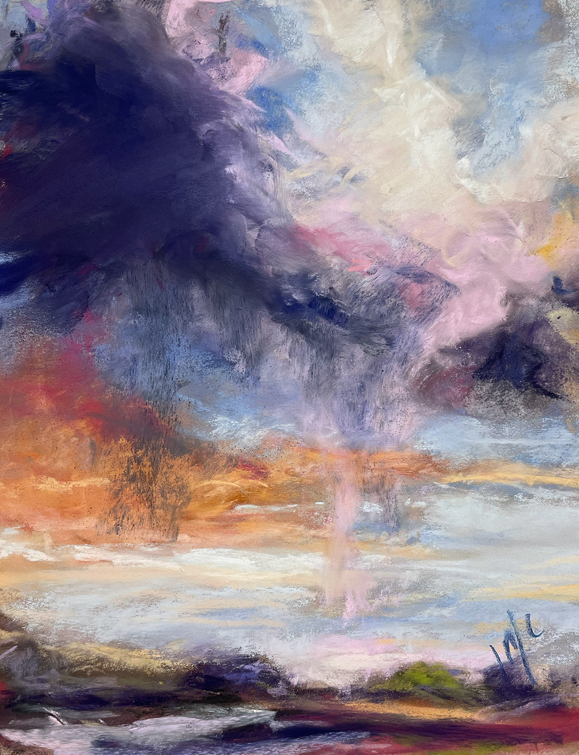 Retreating Thunderstorm, 8" x 10, pastel