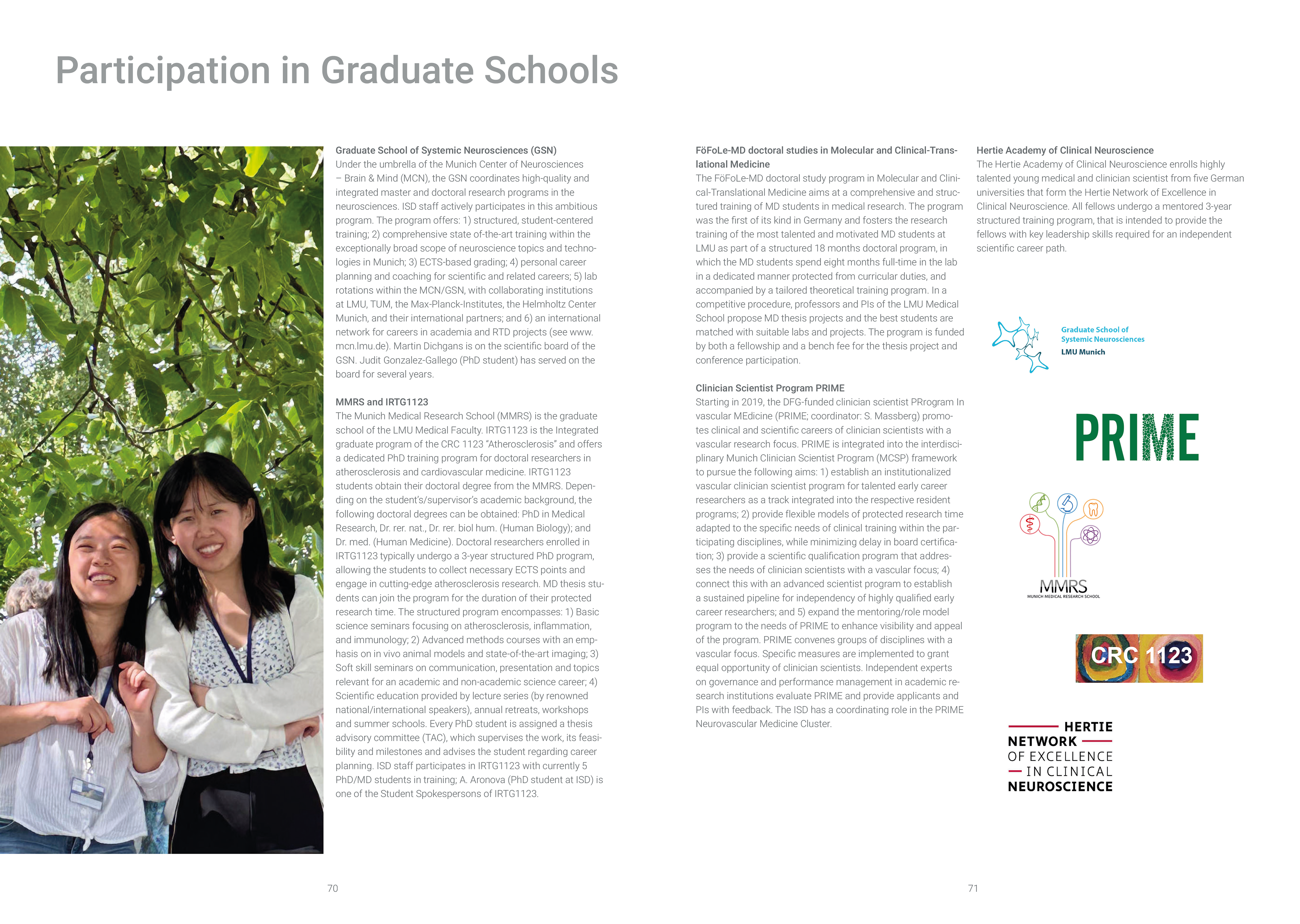 ISD Annual Report – grad schools page & photo