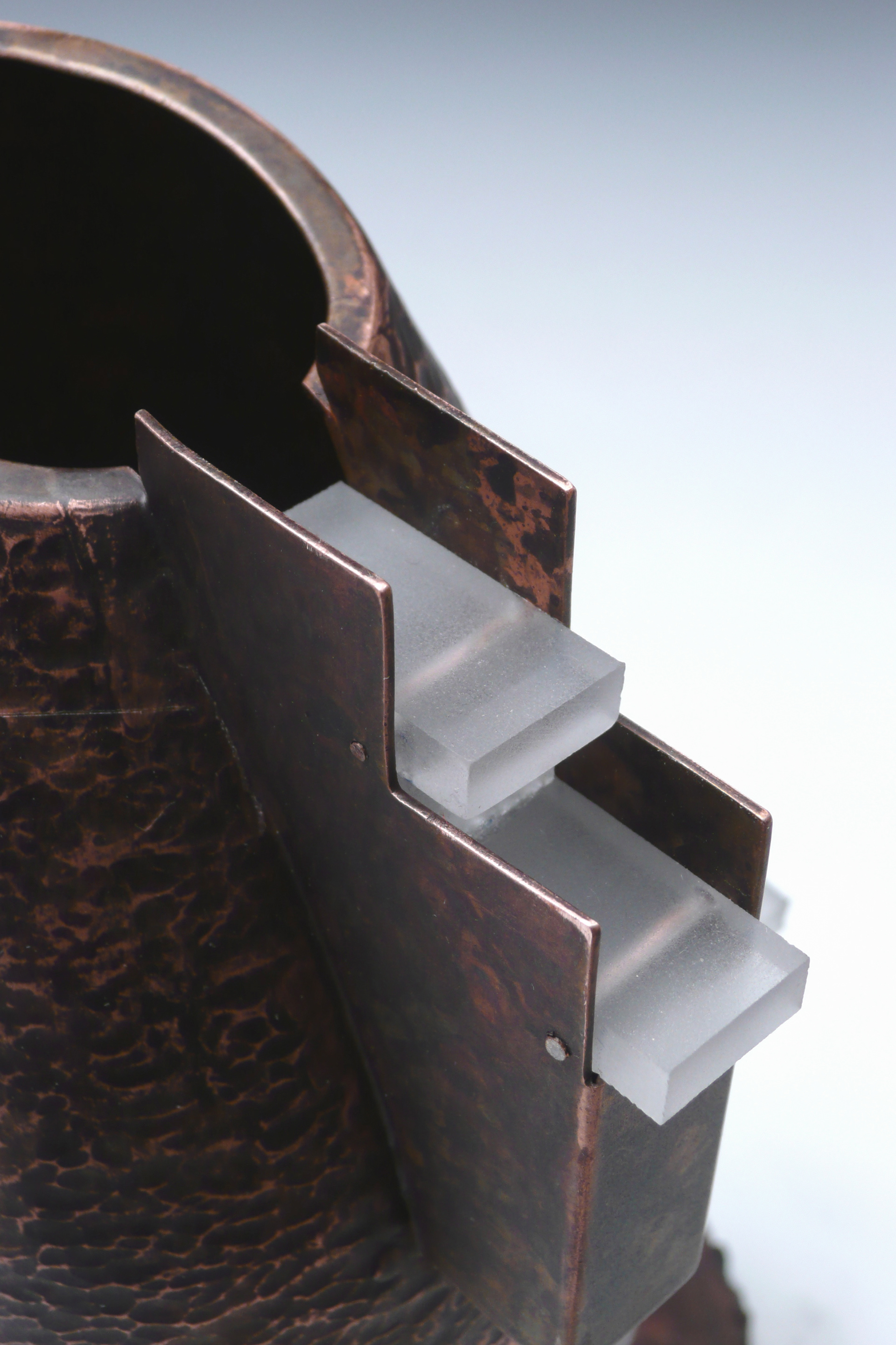 Homage Pouring Vessel to Frank Lloyd Wright | Copper, Pleiglass, Burl Wood