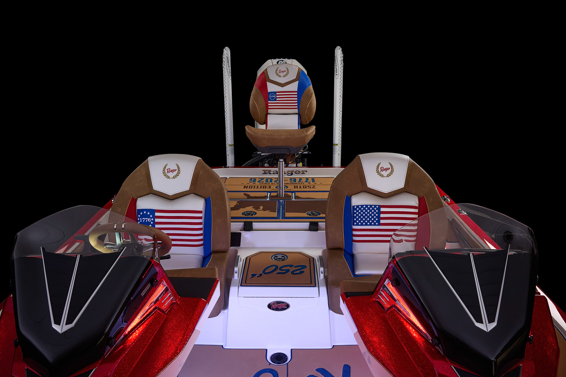 Studio image of the 2026 Ranger 521R 250th Anniversary boat.