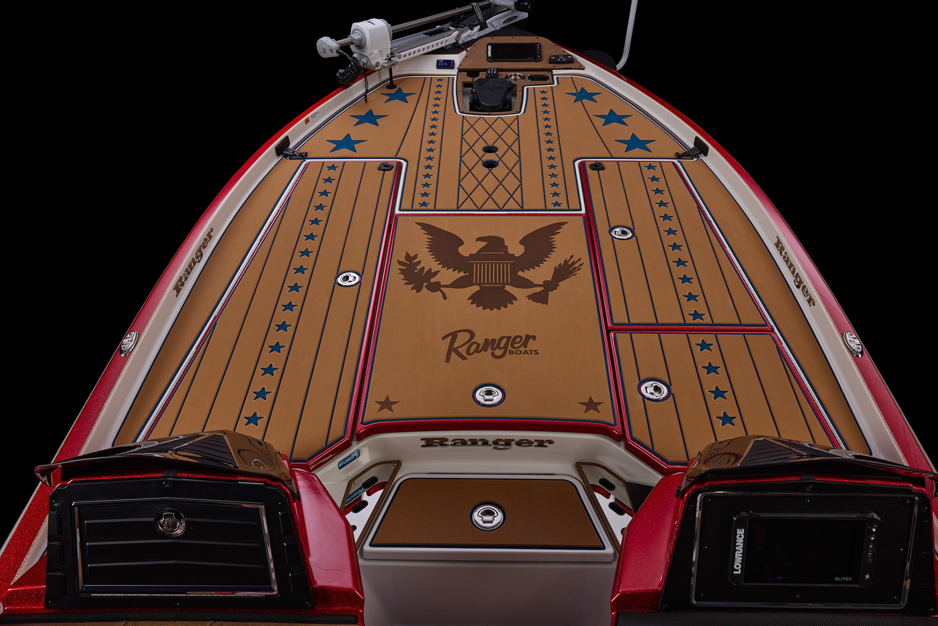 Studio image of the 2026 Ranger 521R 250th Anniversary boat.