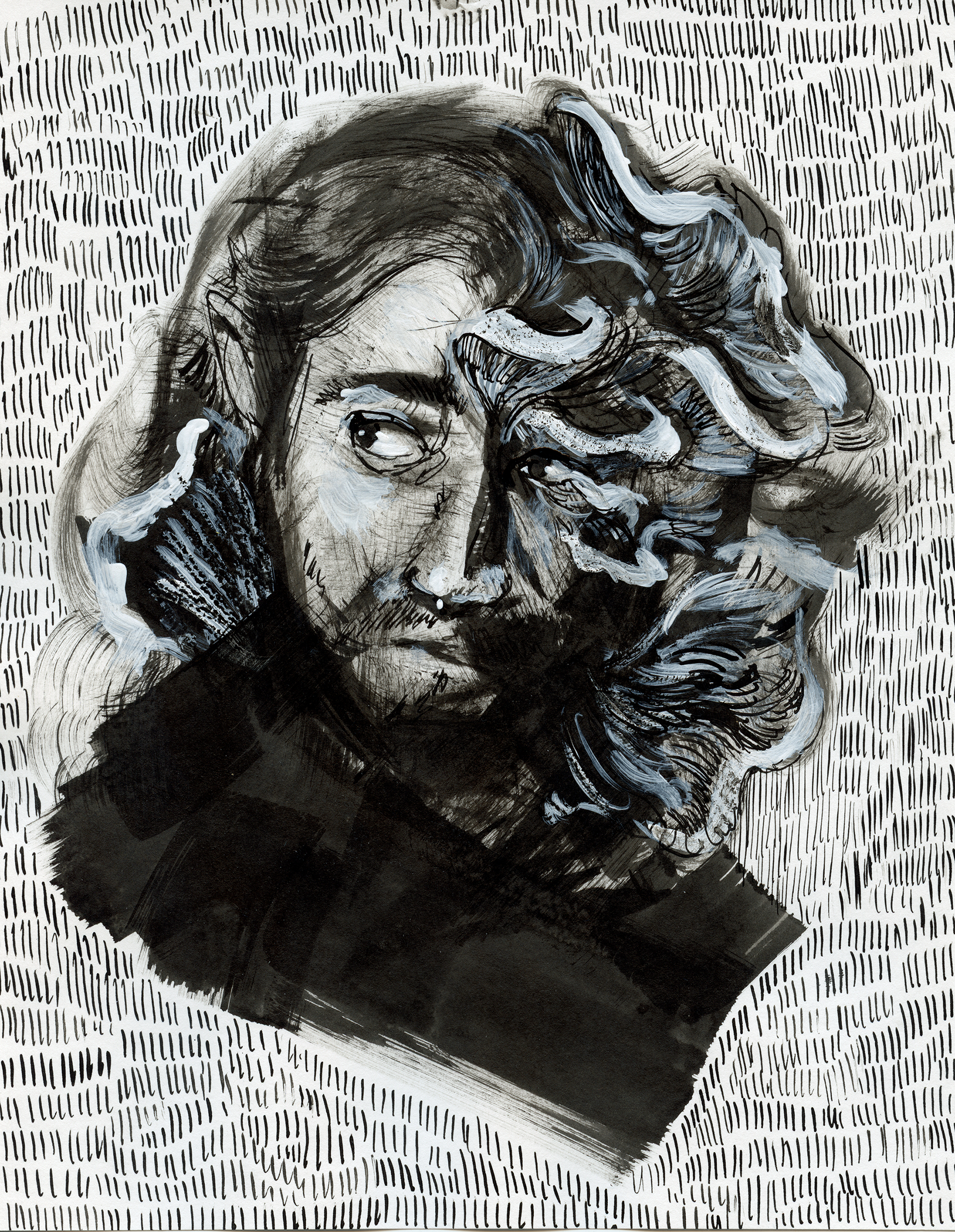 Conceptual ink portrait study