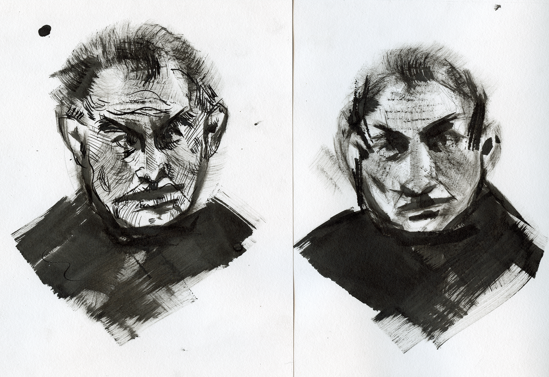 Ink portrait studies