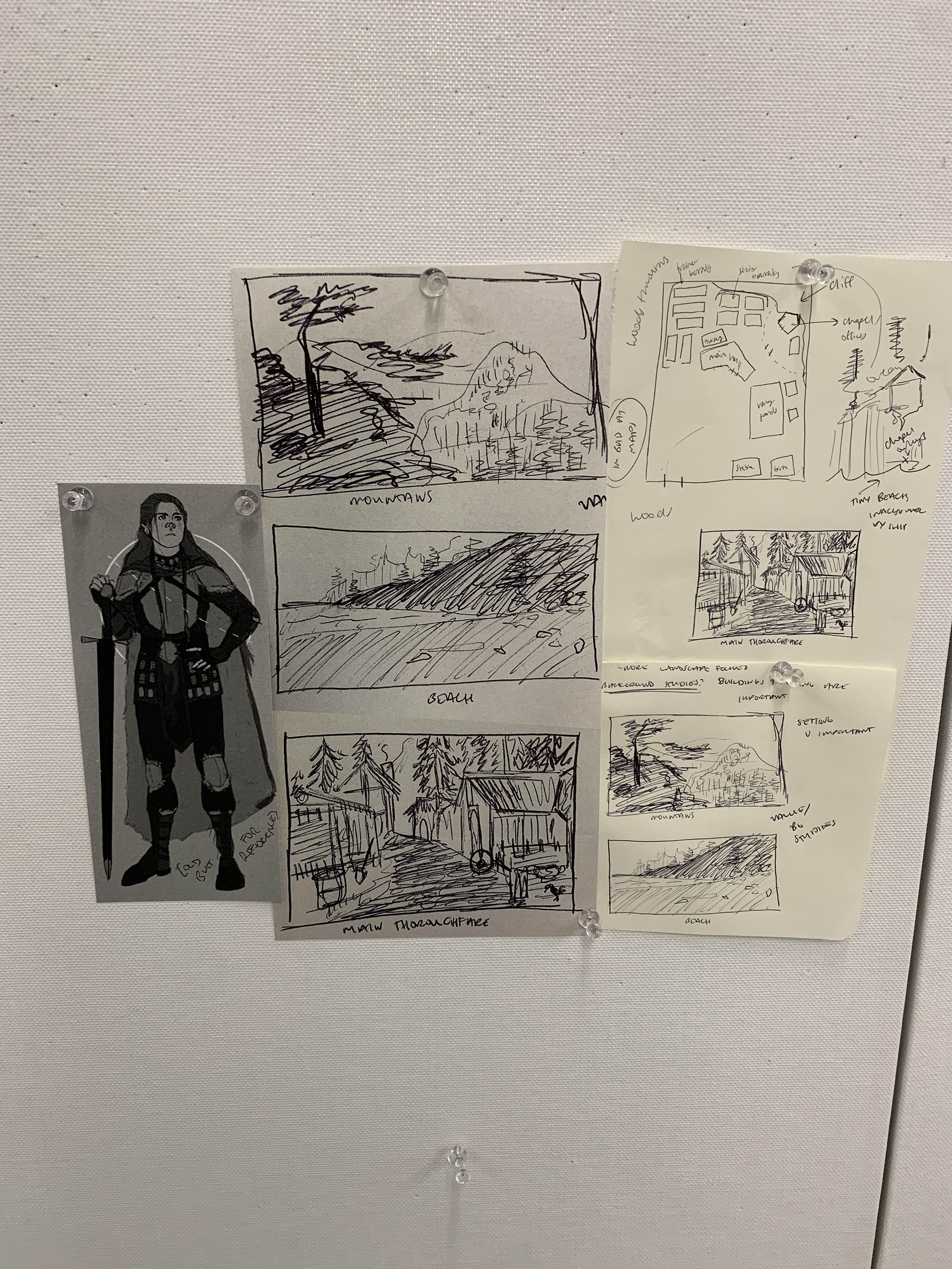 Sketches and concepts for comic