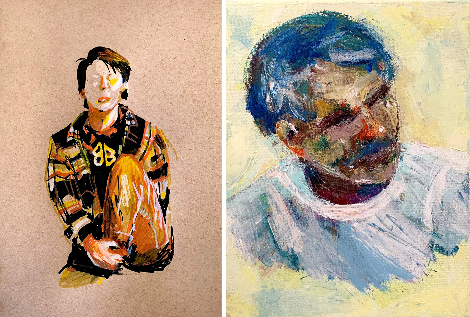 Acrylic marker/paint portrait studies