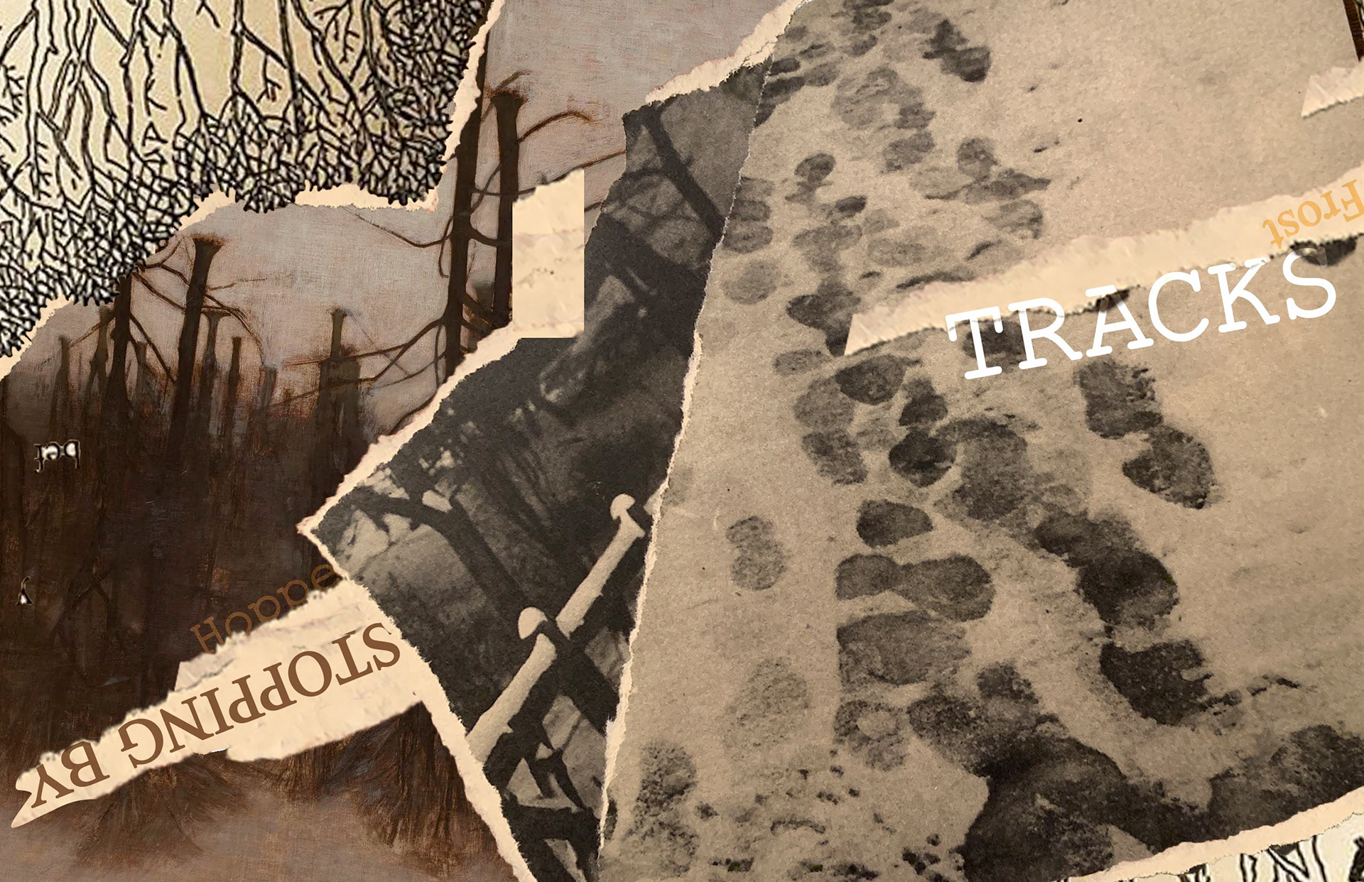 Cover spread ("Tracks" right side up, "Stopping By" upside down.)
