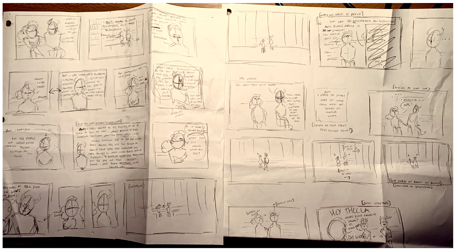 Initial sketches on paper
