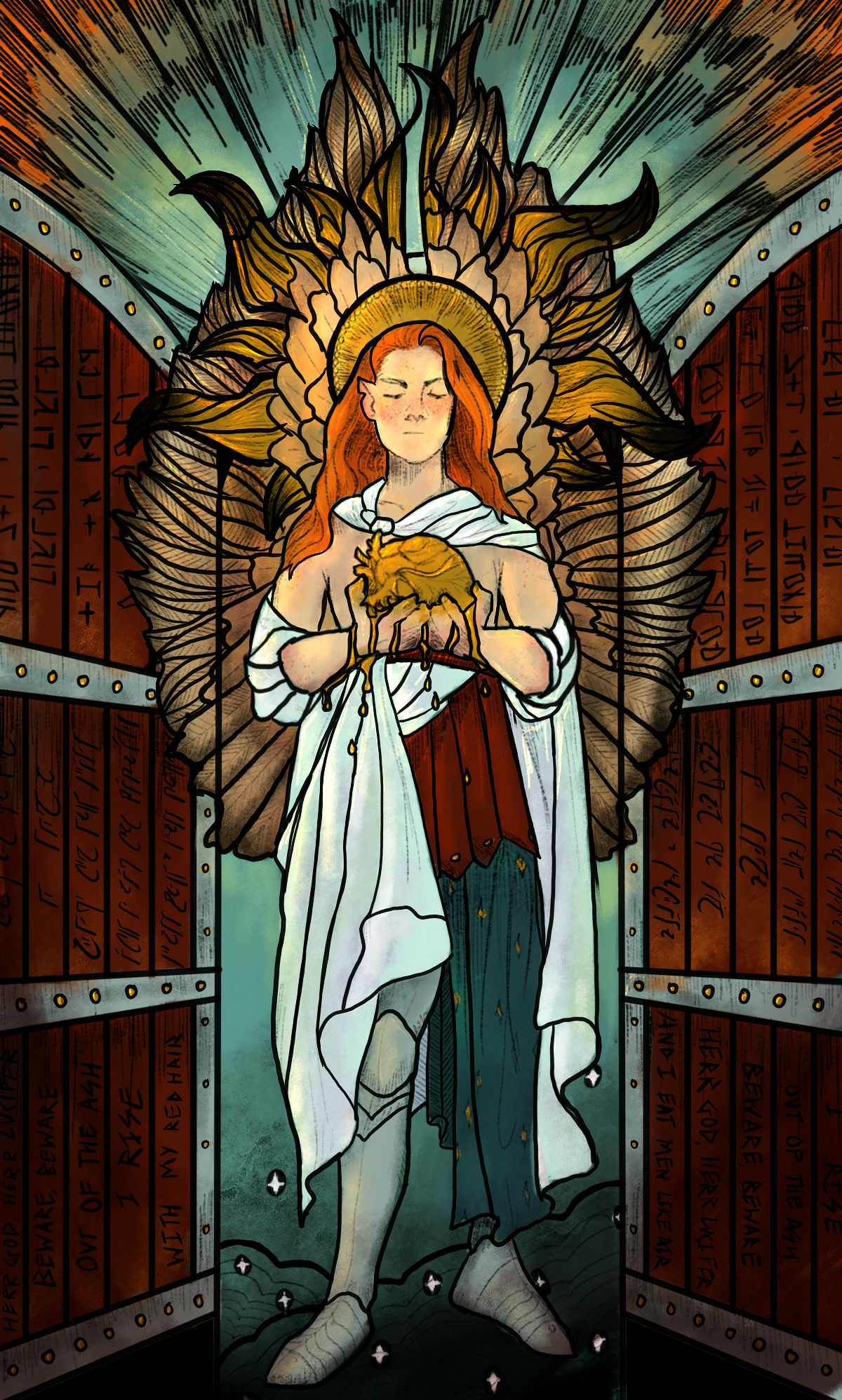 Stained glass inspired fantasy illustration