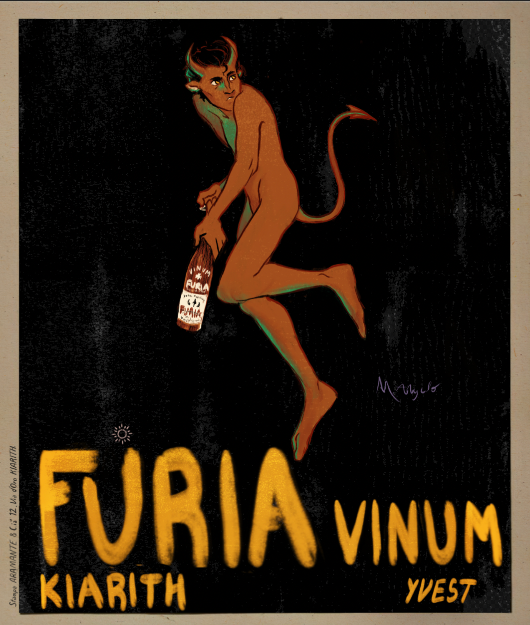 Personal project: fantasy poster based of 1940s French liquor advertisement