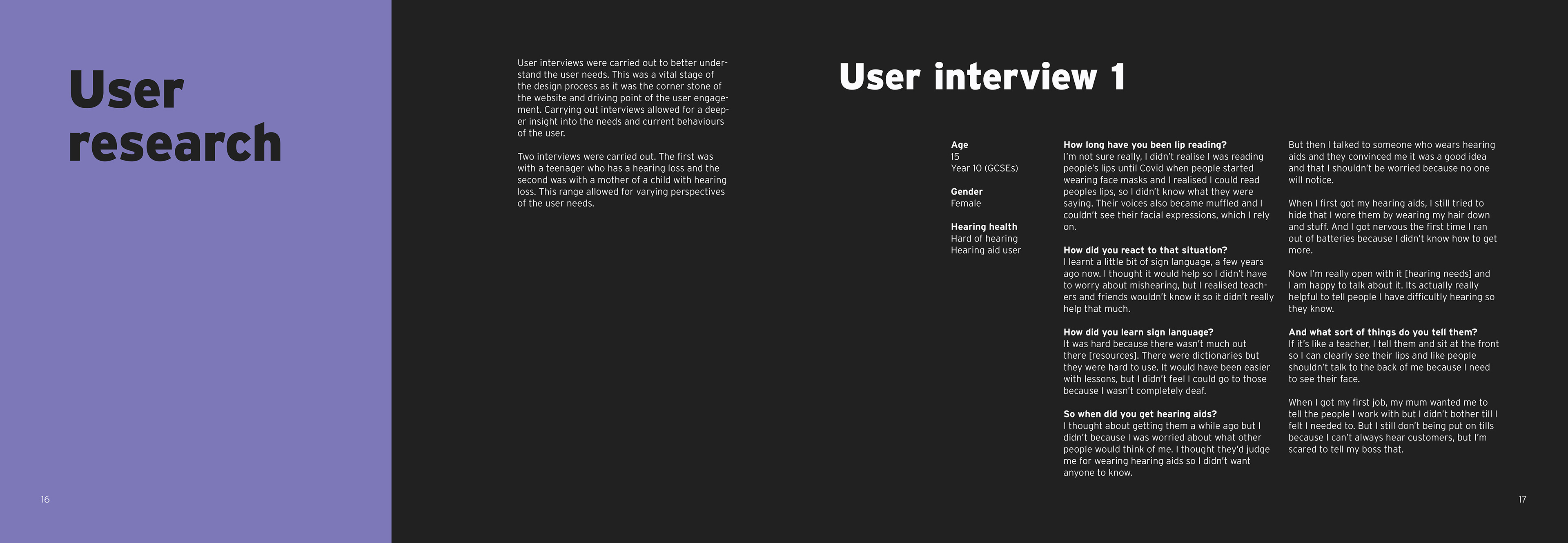 Overview of key user interview