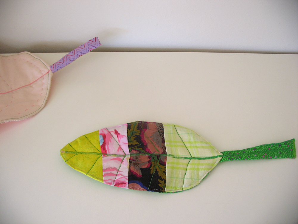 A large sewn leaf