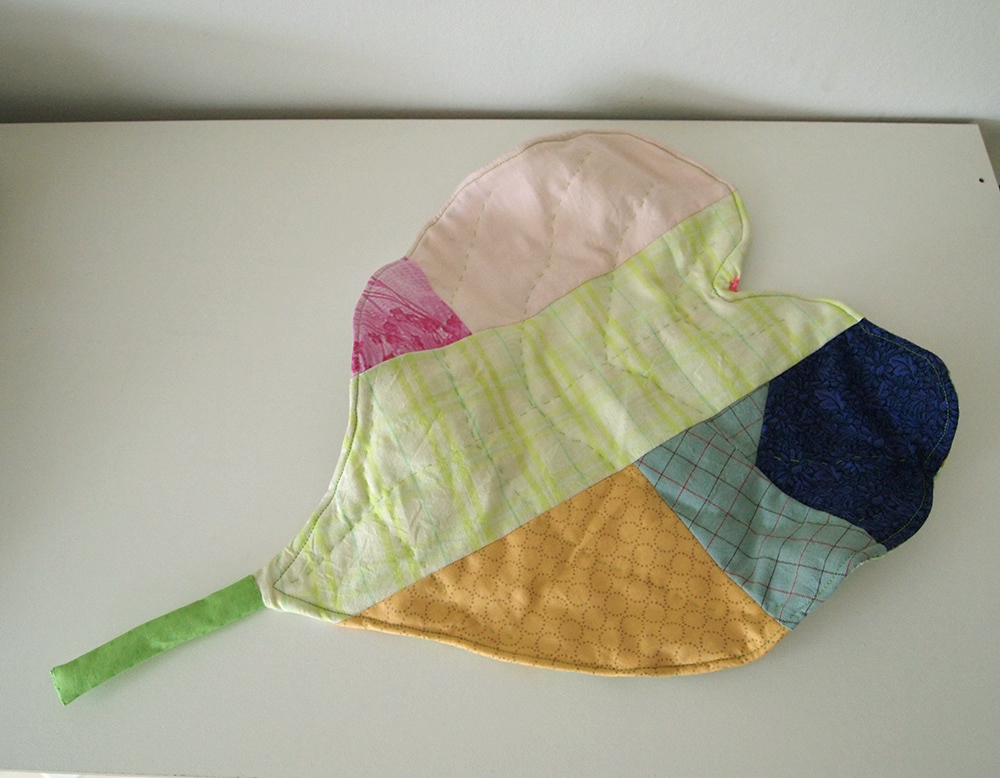 Large sewn heart-shaped leaf