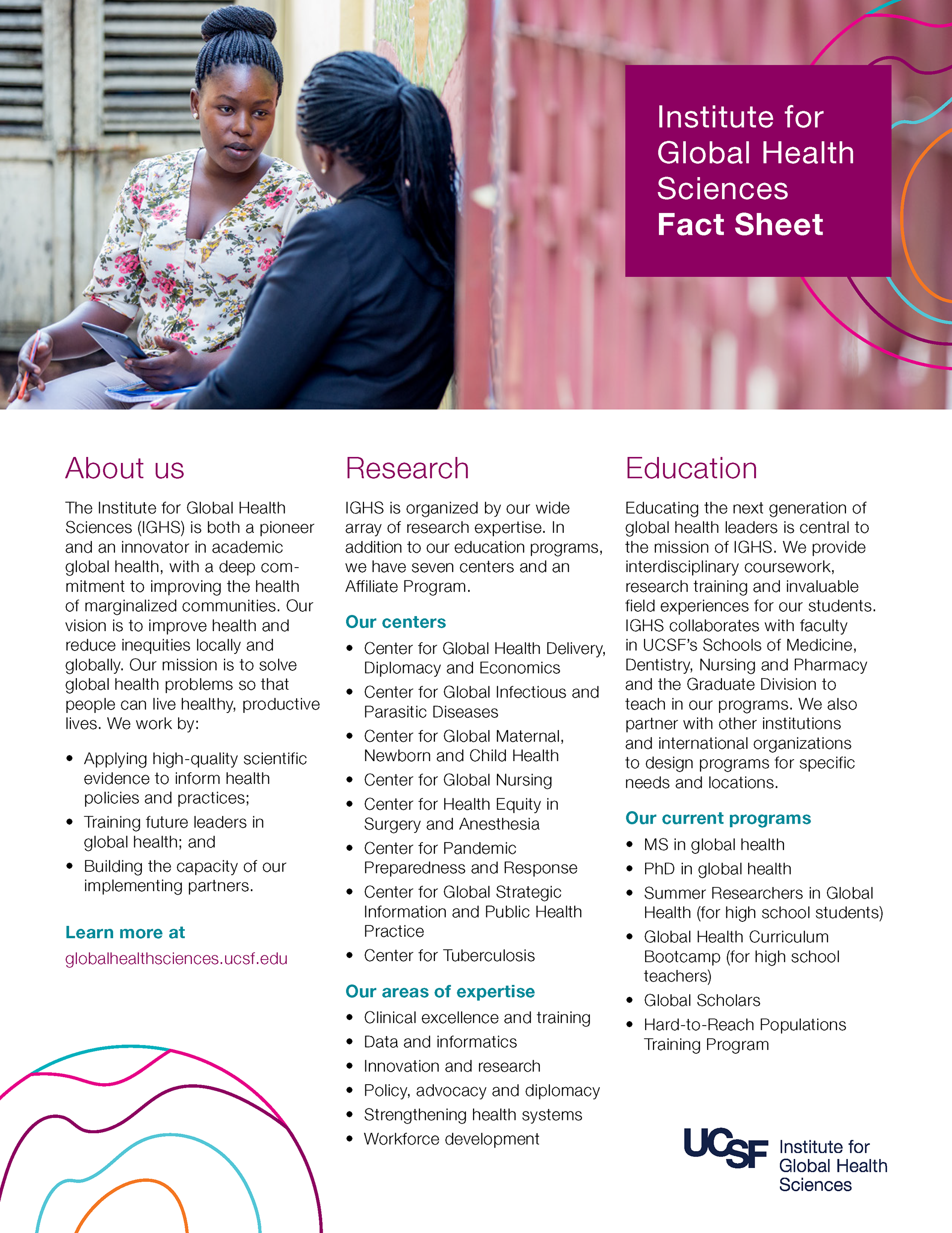 Fact sheet about the Insitute for Global Health Sciences