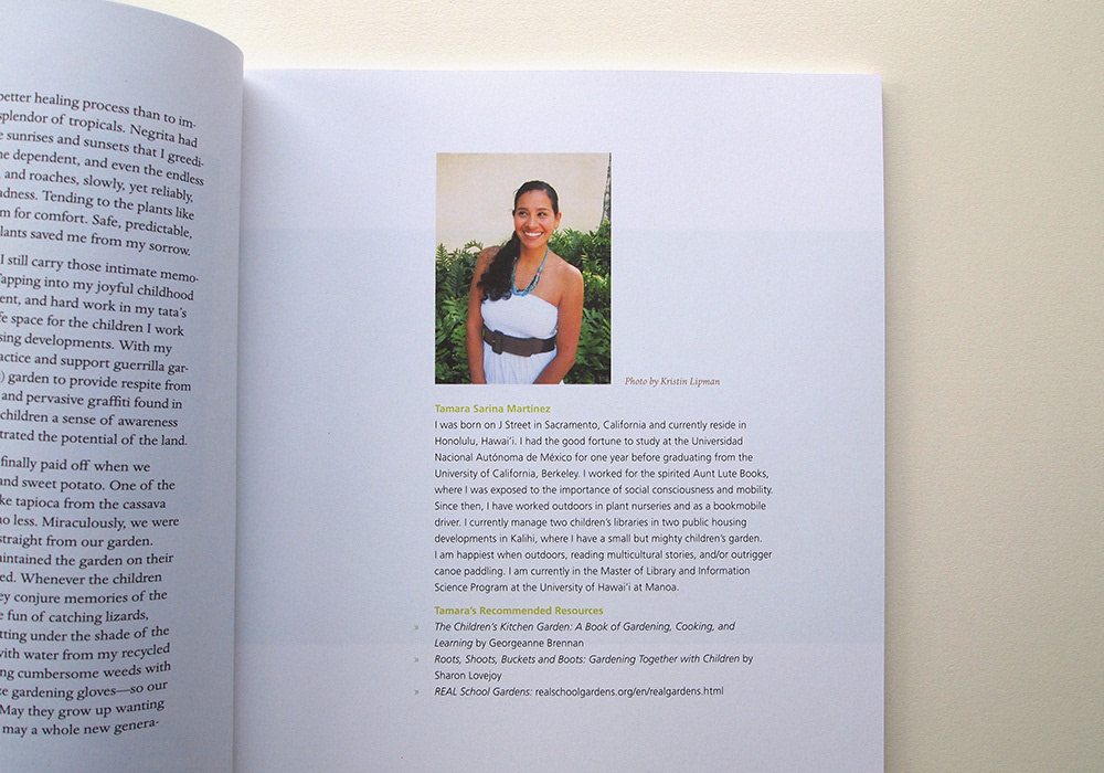 Spread that includes an author photo and bio