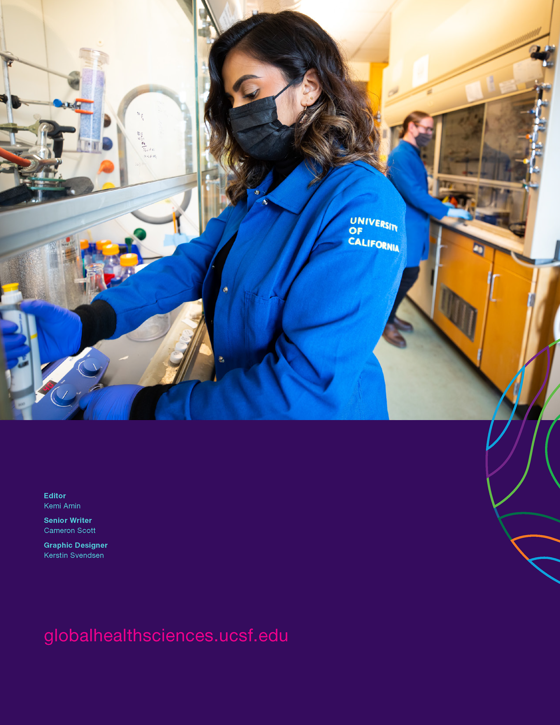 Back cover showing a student in a U C S F lab. 