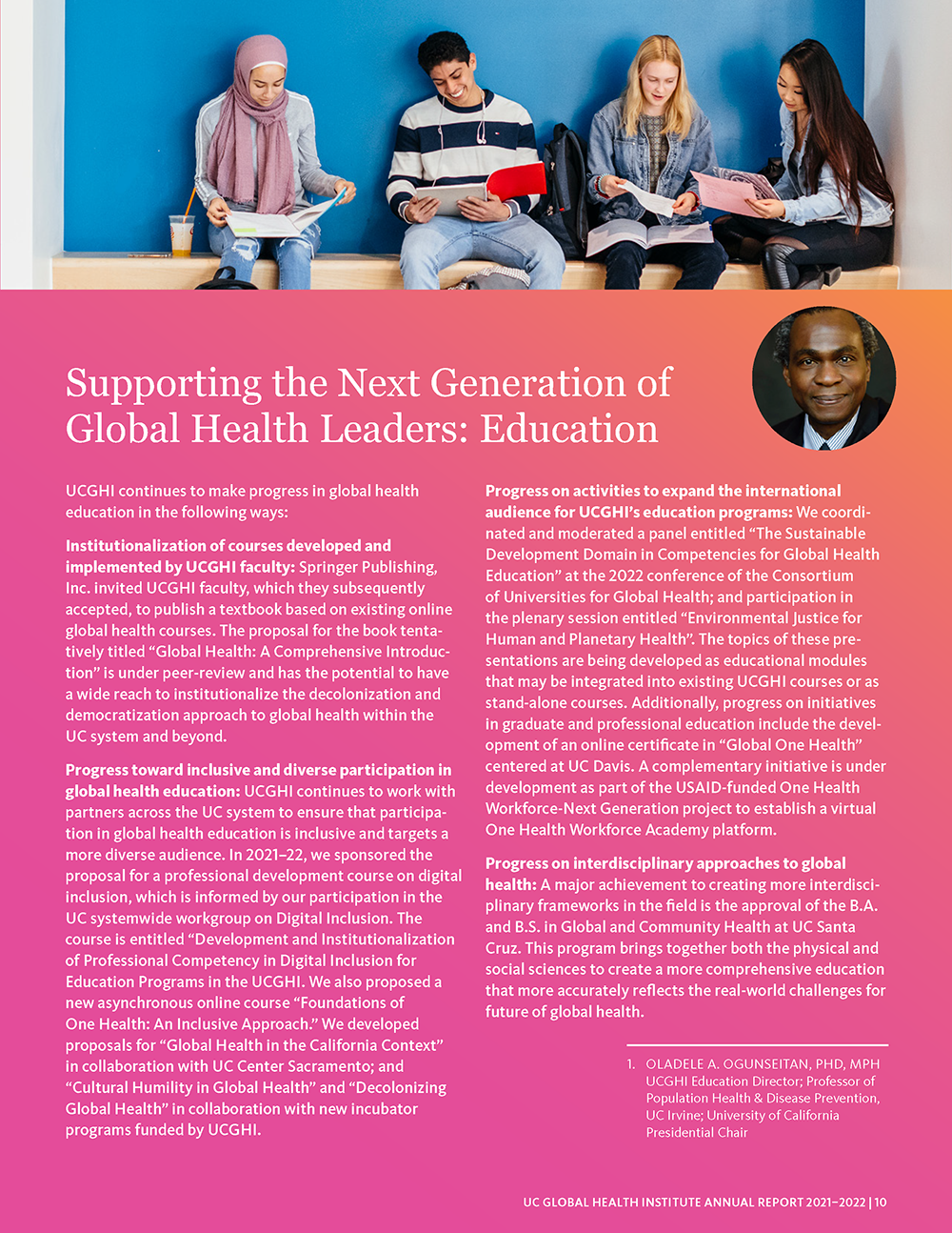 About Supporting the Next Generation of Global Health Leaders: Education