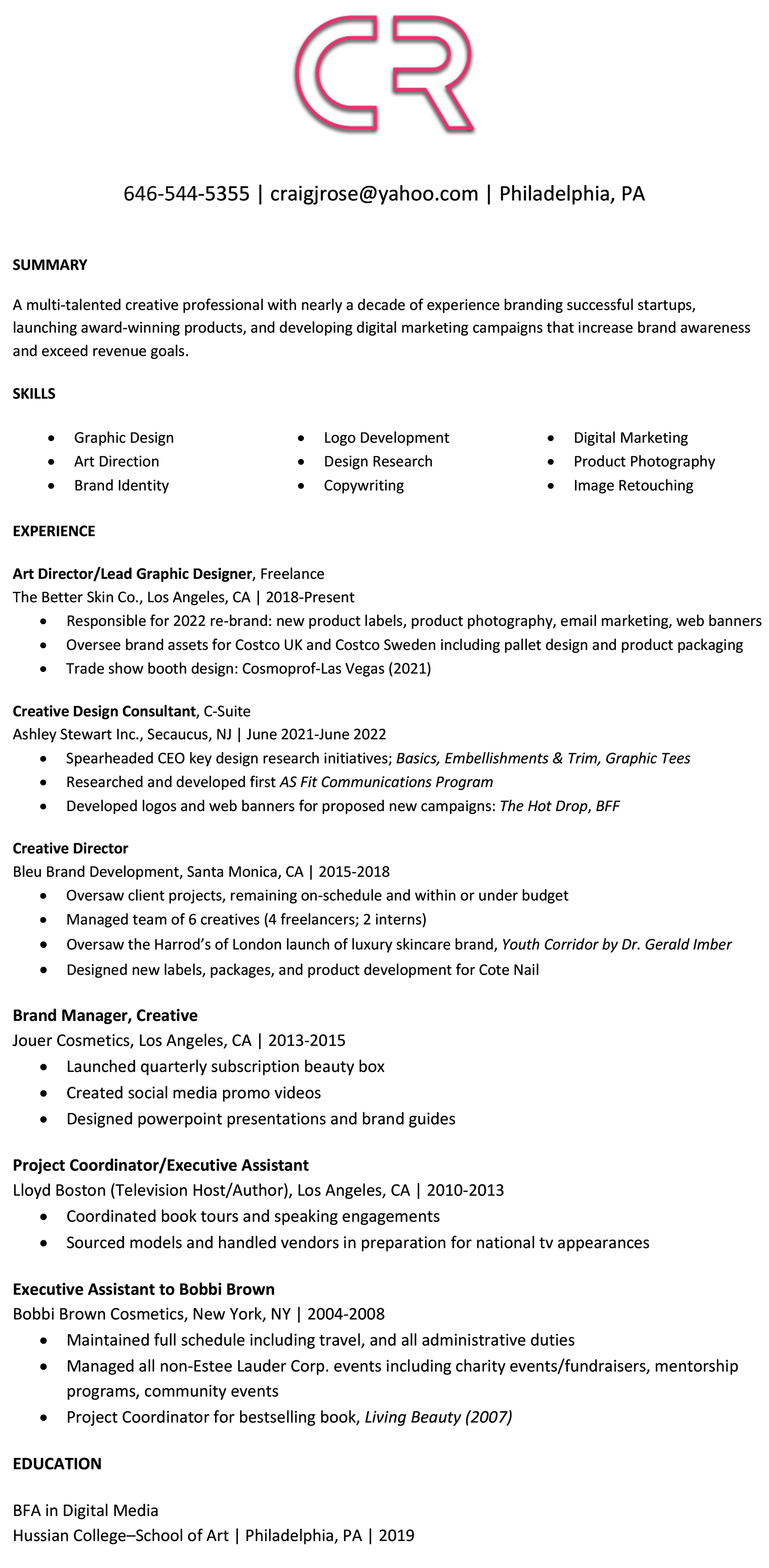 Craig Rose Resume