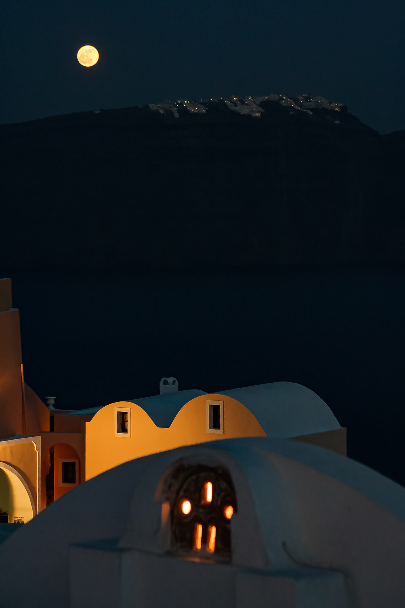 Moon Over Santorini