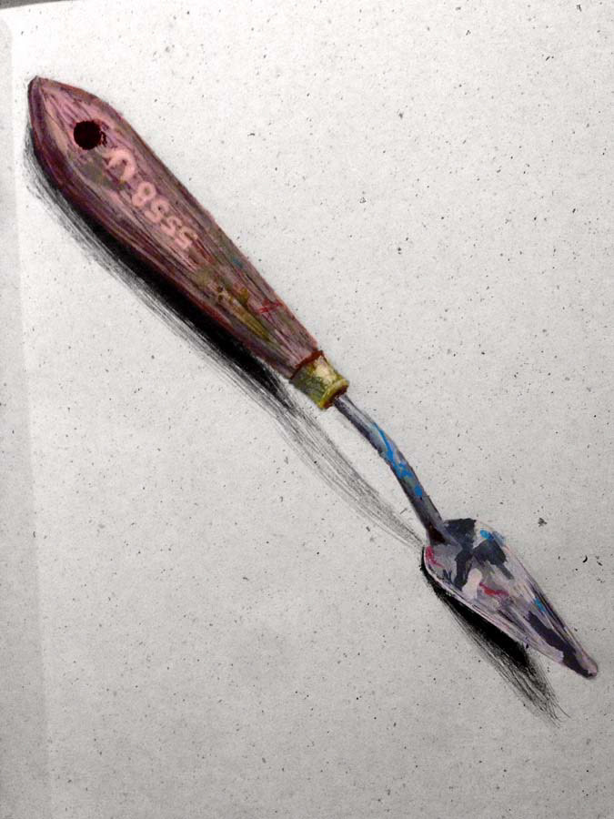 used palette knife. 25.01.2016.