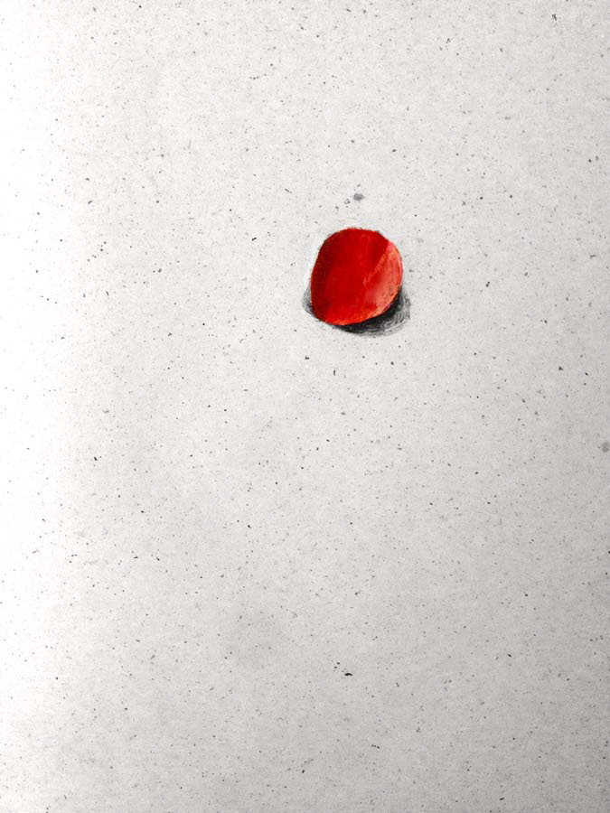 one of eight stickers of a red circle I had on my chest yesterday at the party. 01.04.2016.