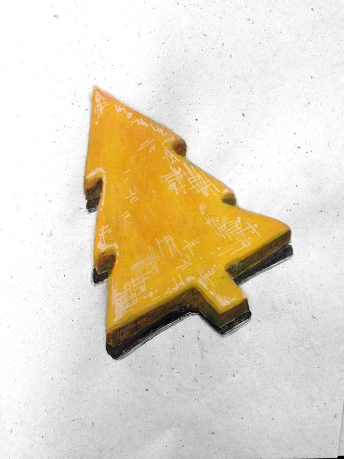 painted stoneware in a shape of a spruce. 05.11.2015.