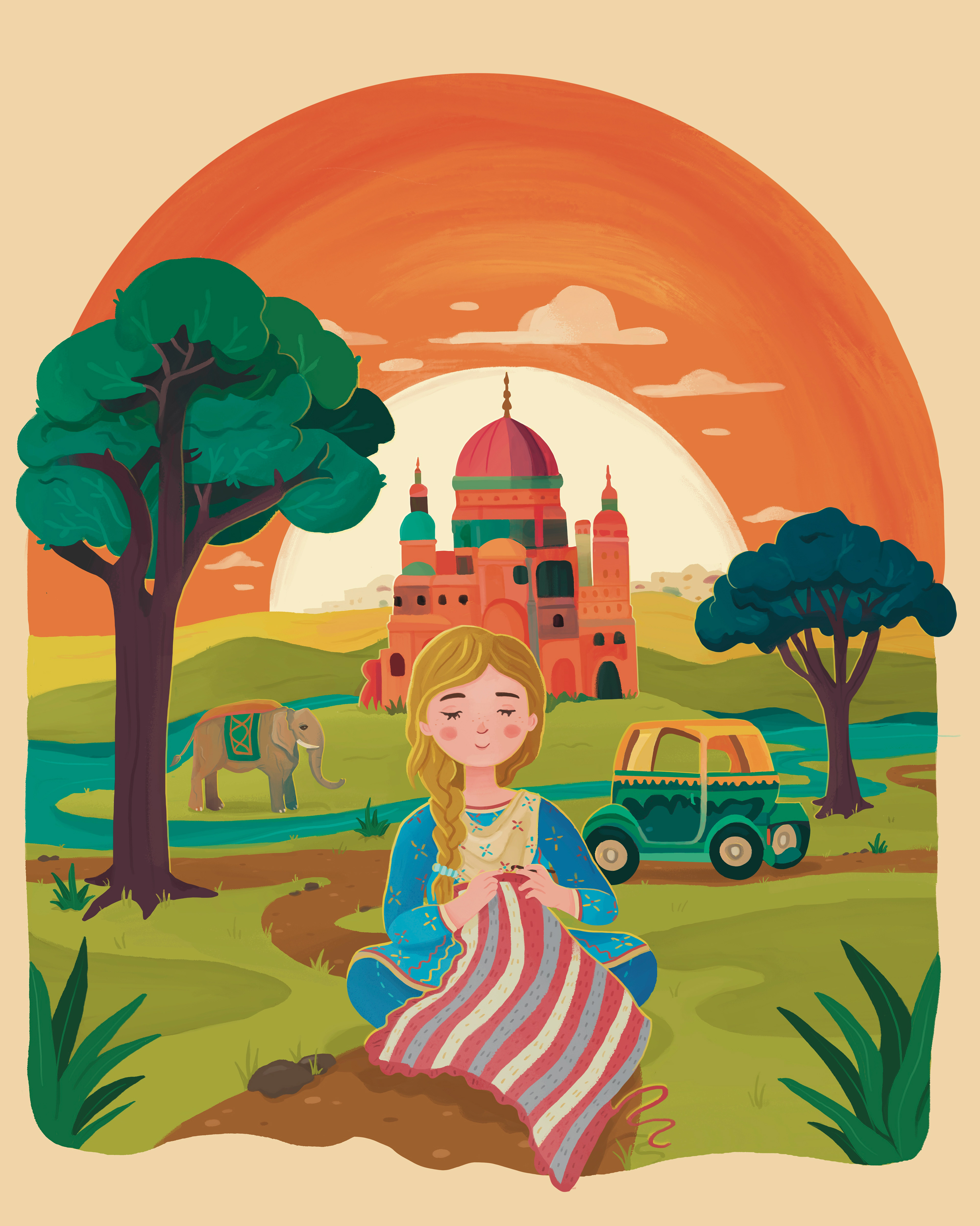 A commissioned illustration set in India