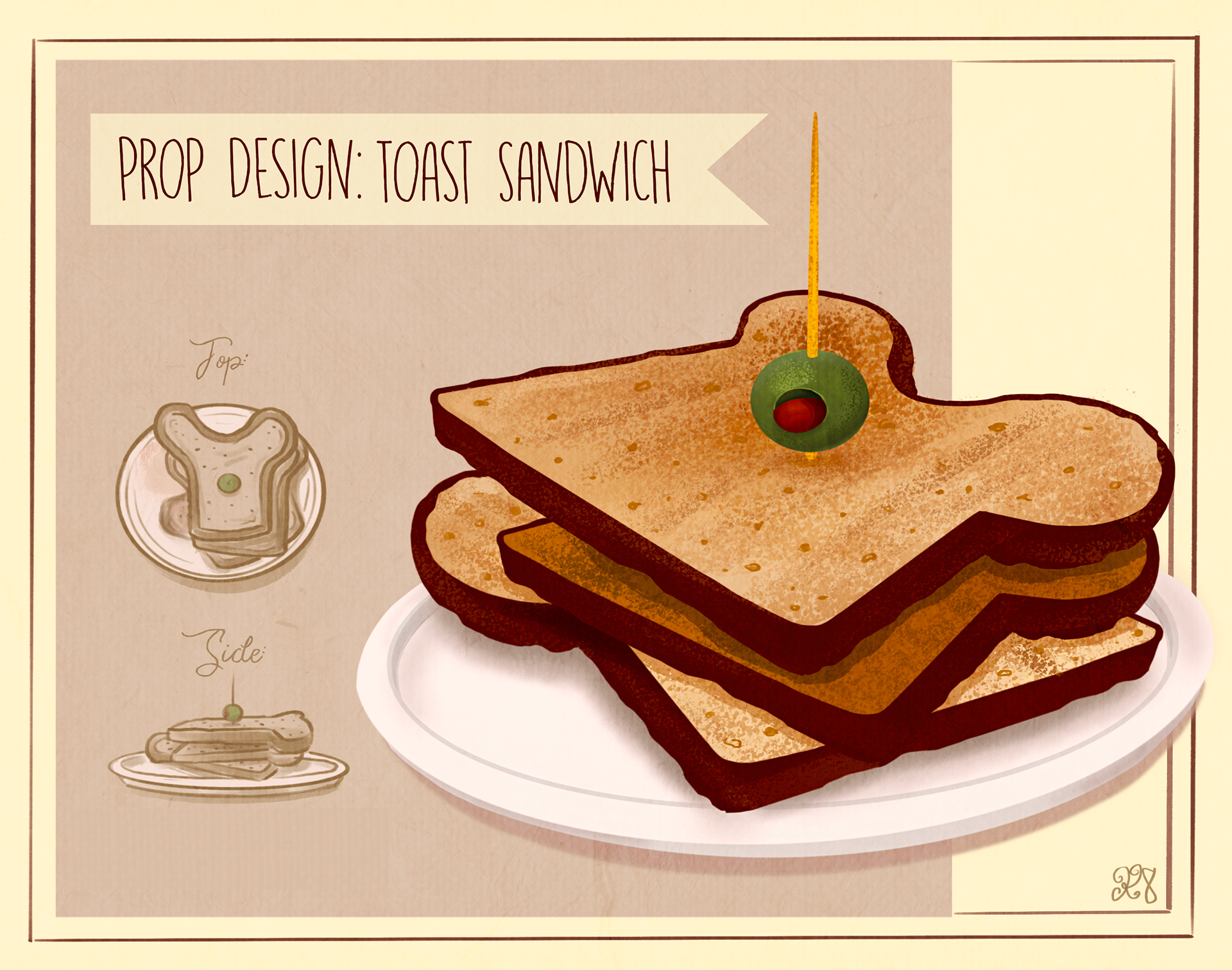 Toast Sandwich prop design for animation