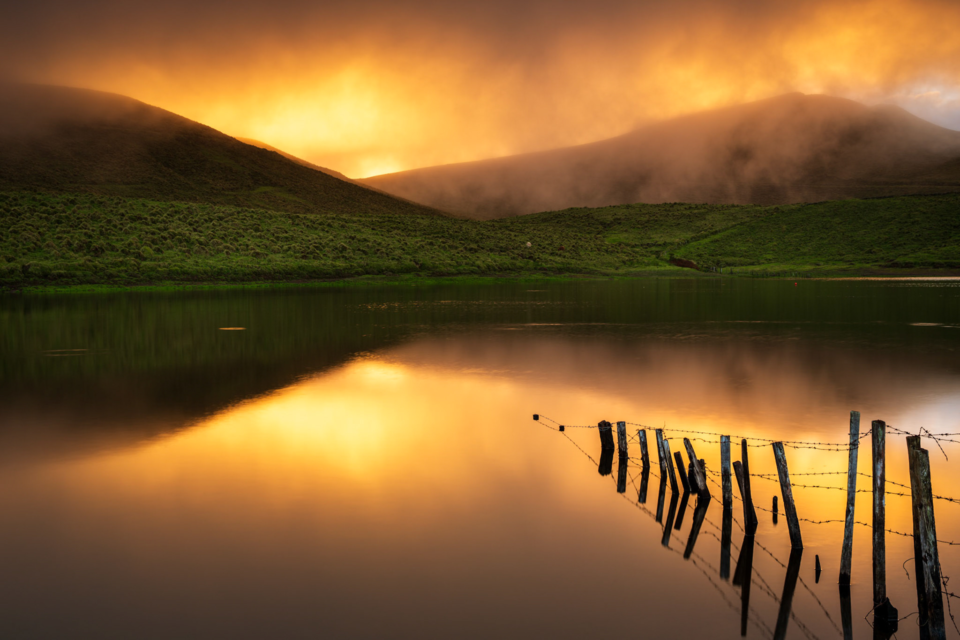 Sunset at Lagoa do Peixinho. Pico, Azores, Portugal